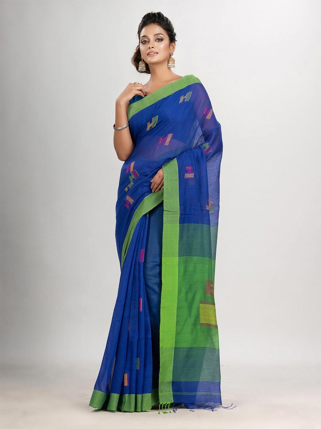 

Angoshobha Abstract Woven Design Jamdani Saree, Blue