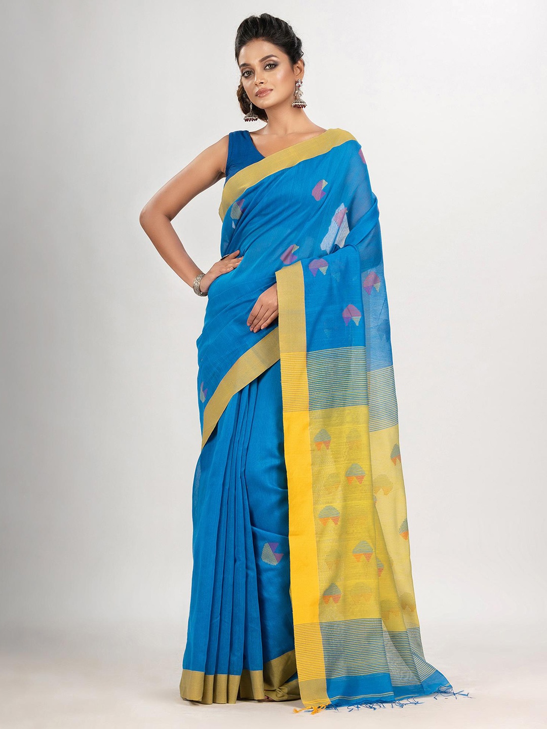 

Angoshobha Abstract Woven Design Jamdani Saree, Blue