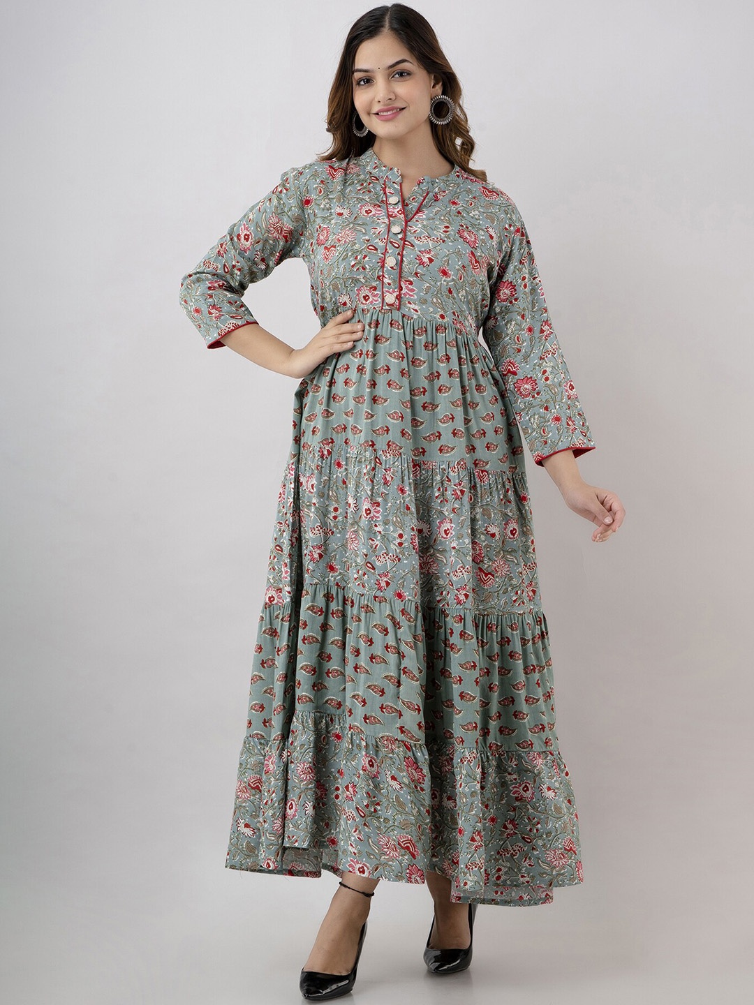 

BAESD Printed Floral Anarkali Kurta, Grey