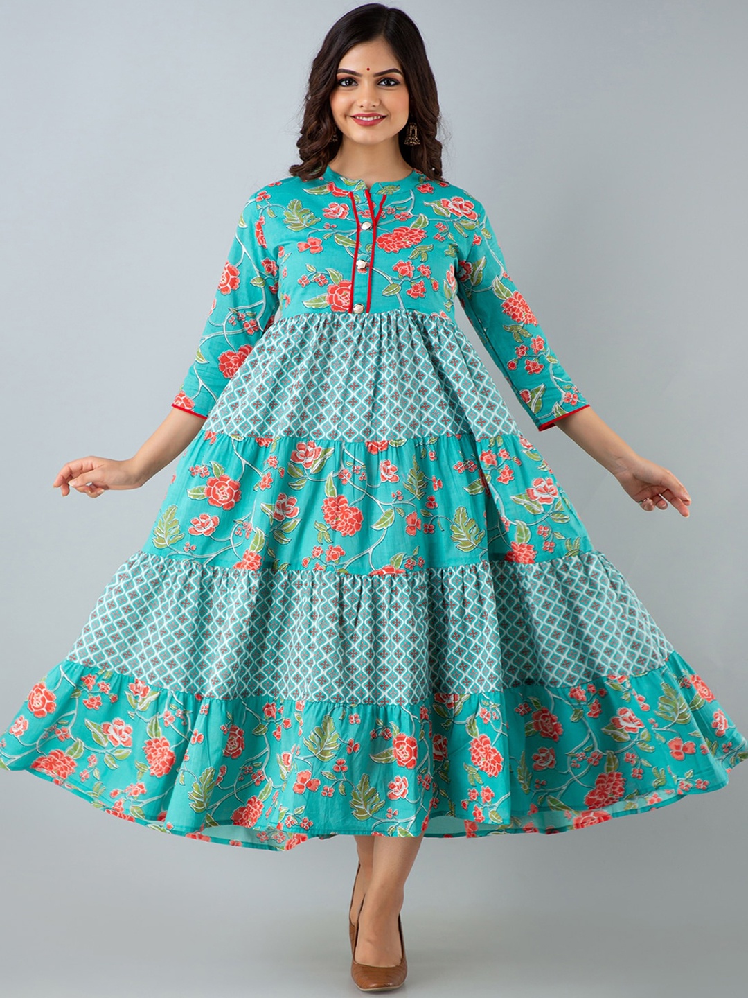 

BAESD Printed Floral Anarkali Kurta, Green