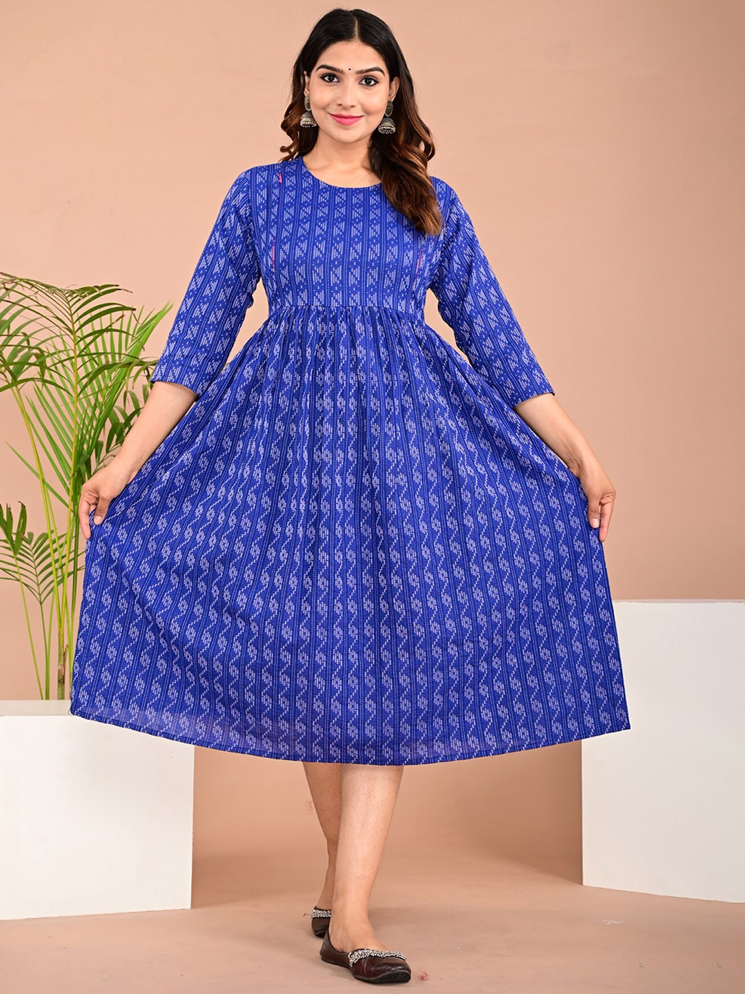 

BAESD Floral Zari Round Neck Anarkali Kurta, Blue