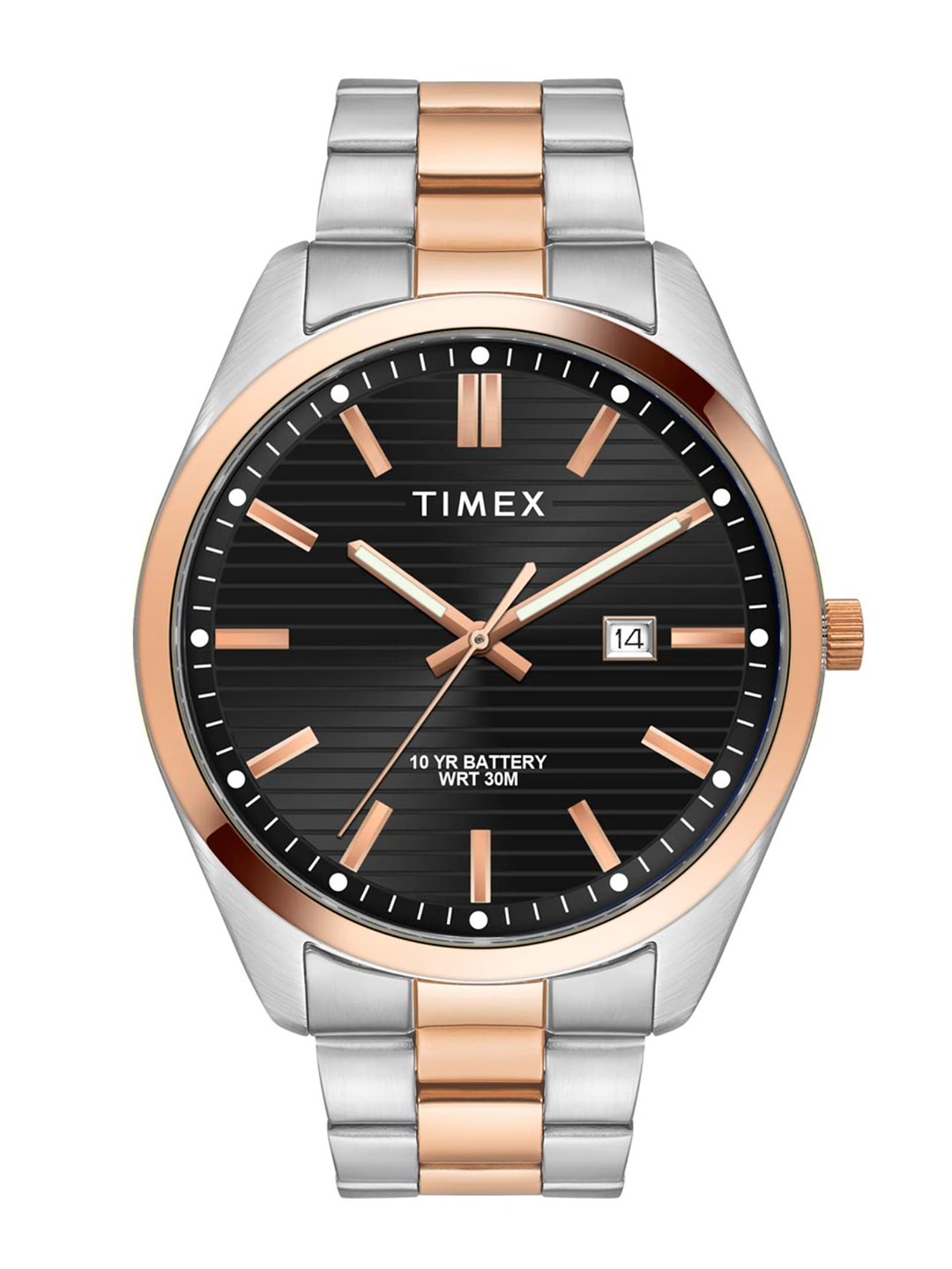 

Timex Men Brass Dial & Stainless Steel Bracelet Style Straps Analogue Watch TWTG10410, Black