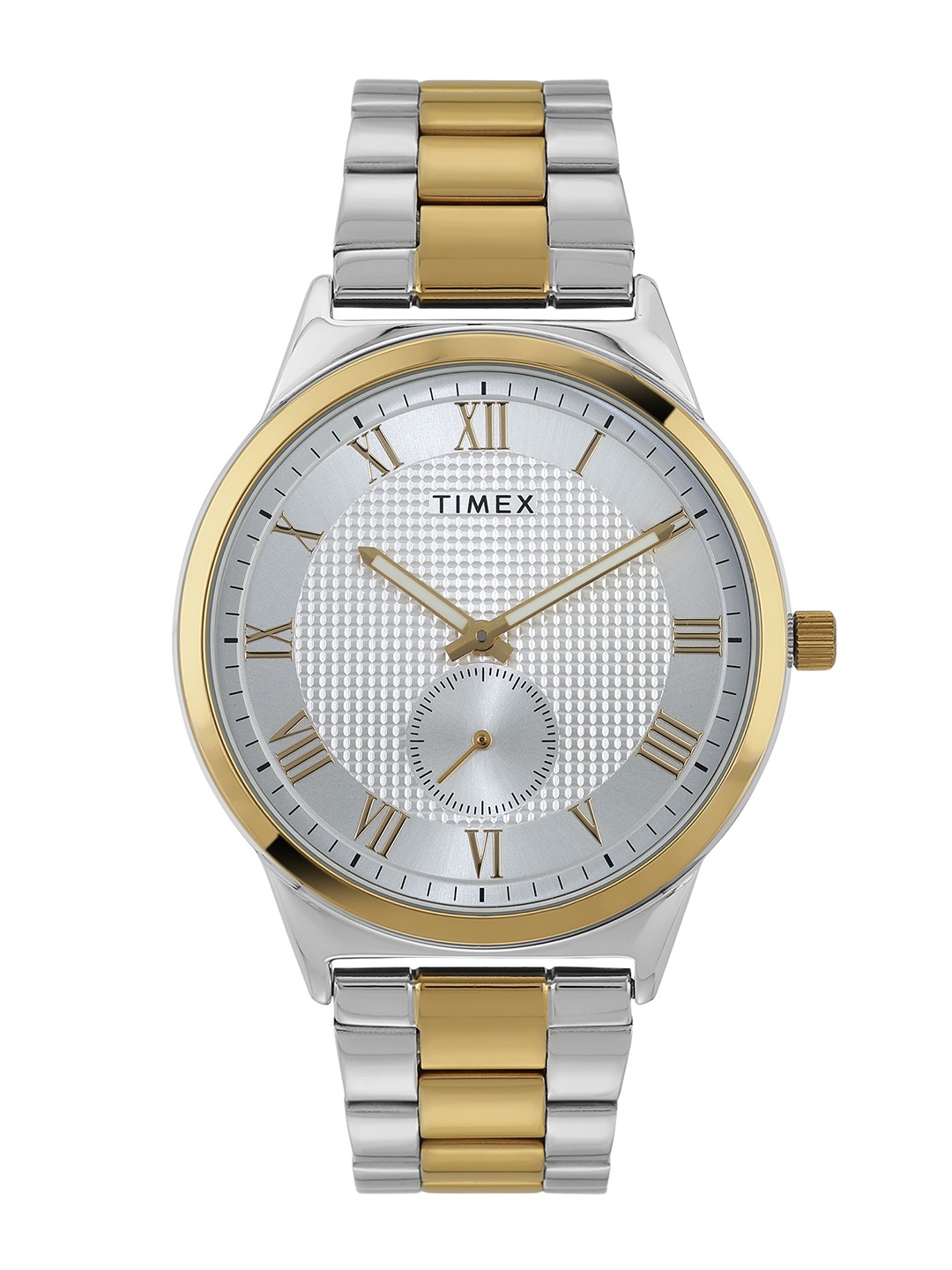 

Timex Men Brass Dial & Stainless Steel Bracelet Style Straps Analogue Watch TWTG10007, Silver