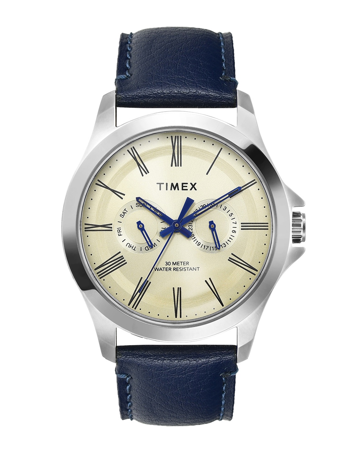 

Timex Men Brass Dial & Leather Straps Analogue Watch TW000X127, Beige