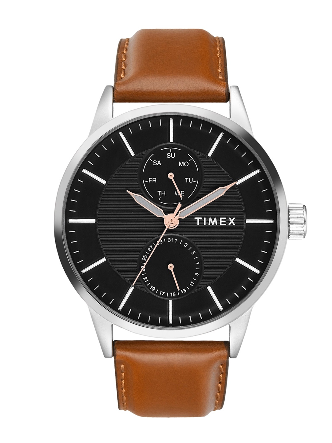 

Timex Men Leather Straps Analogue Watch TWEG19913, Black