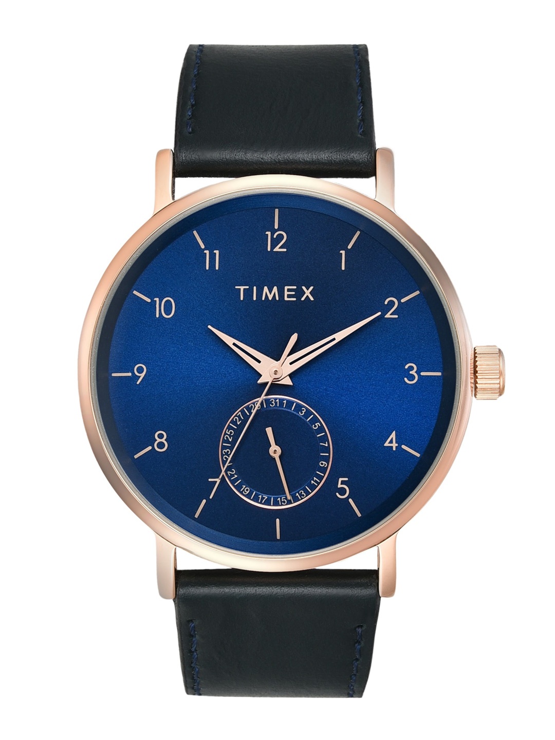 

Timex Men Brass Round Dial & Leather Straps Analogue Watch TWEG20020, Blue