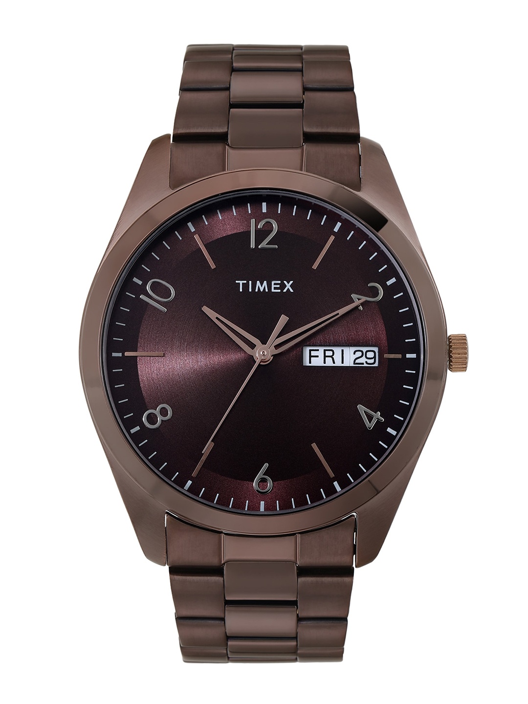 

Timex Men Brass Round Dial & Stainless Steel Straps Analogue Watch TWTG10406, Brown