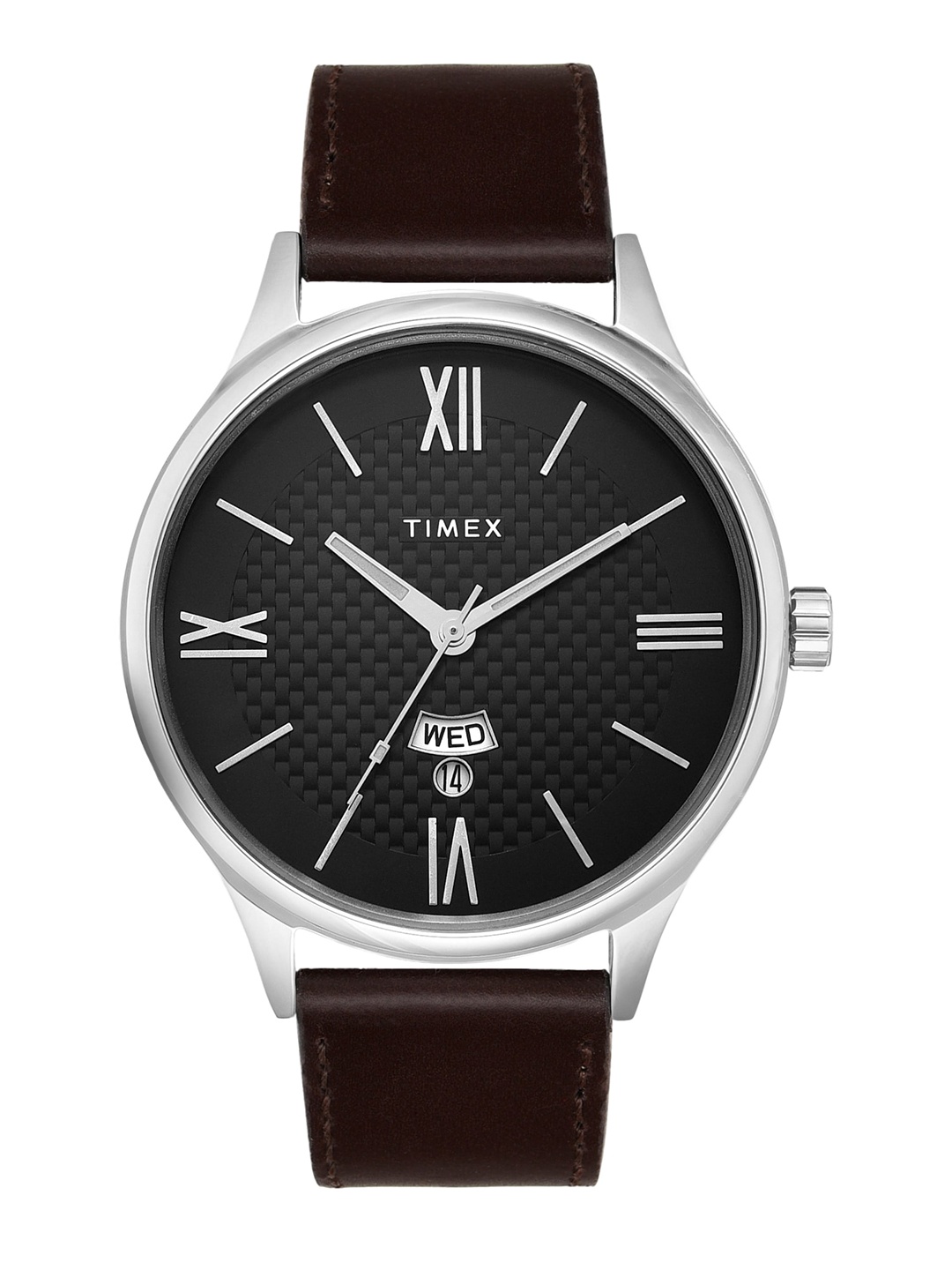 

Timex Brass Dial & Brown Leather Straps Analogue Watch TWEG18426, Black