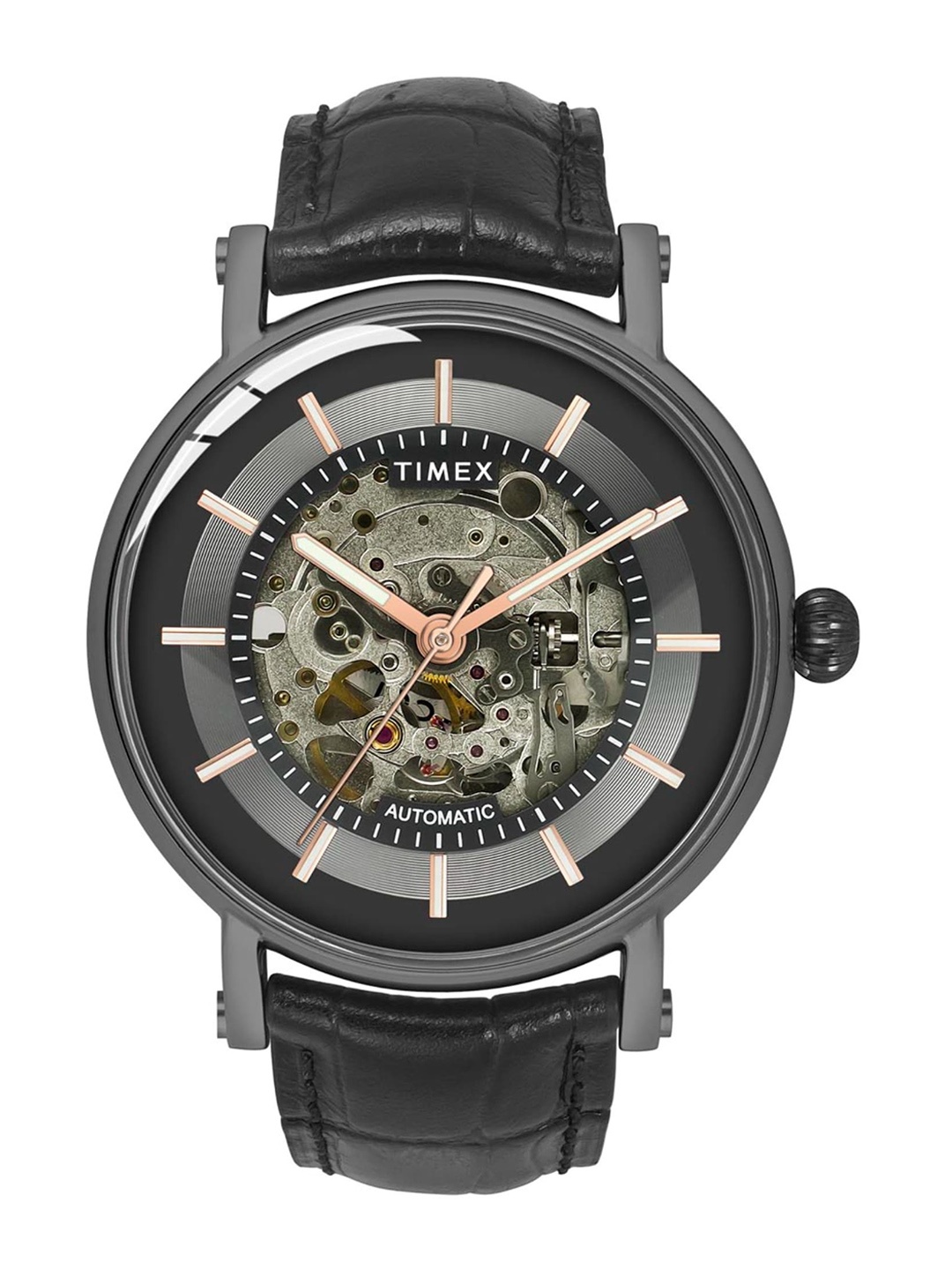 

Timex Men Skeleton Dial Leather Straps Automatic Watch TWEG16720, Black