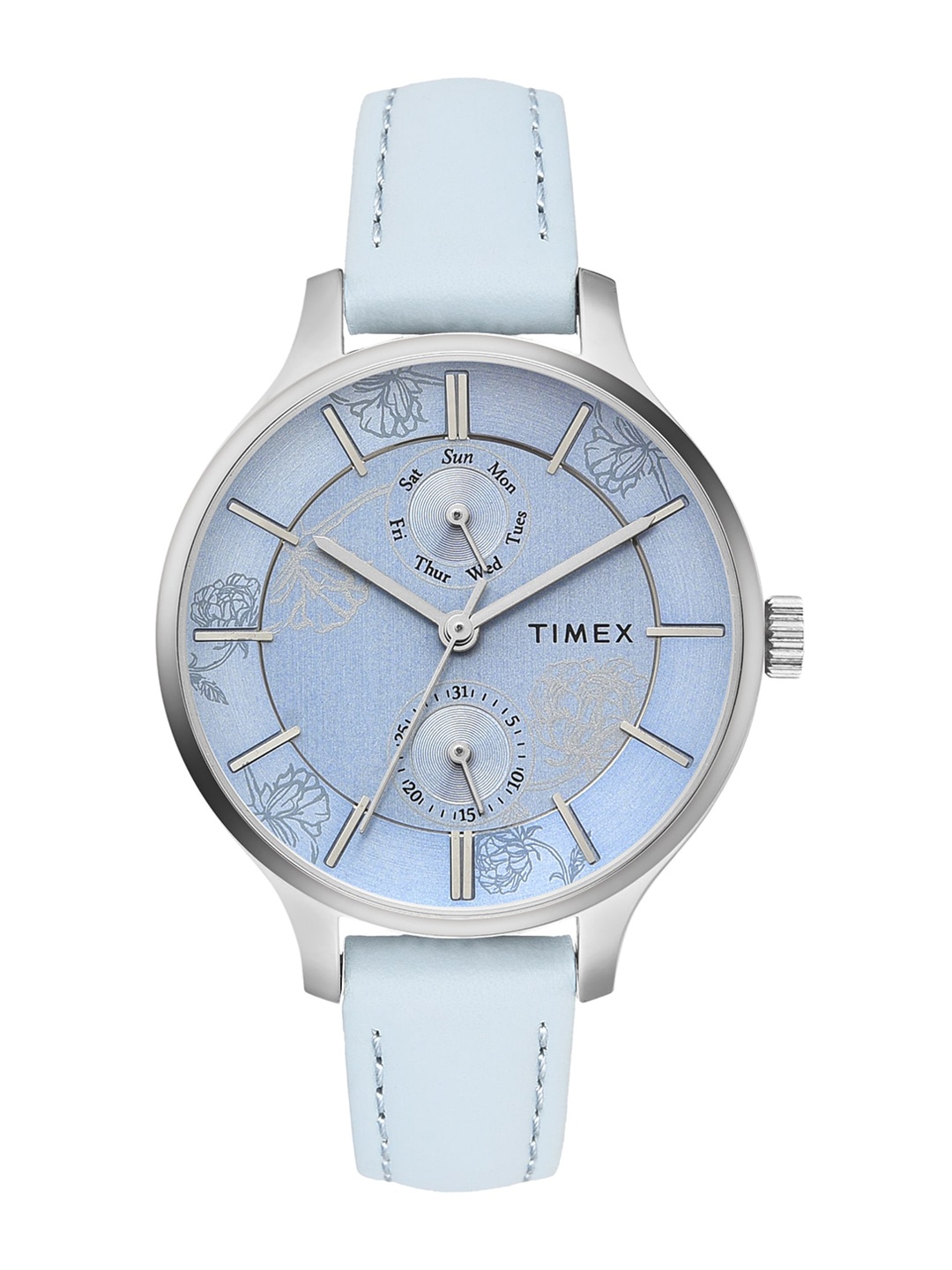 

Timex Women Leather Straps Analogue Watch TWEL14821, Blue