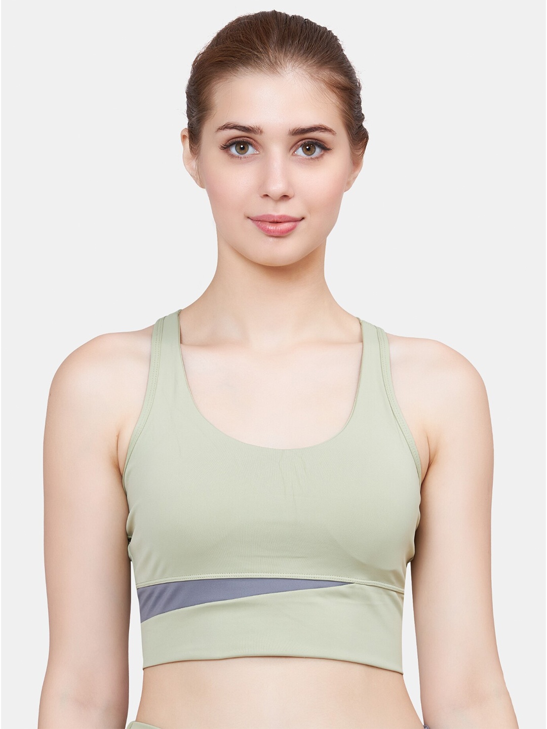 

PLUMBURY Full Coverage Workout Sports Bra with All Day Comfort, Green