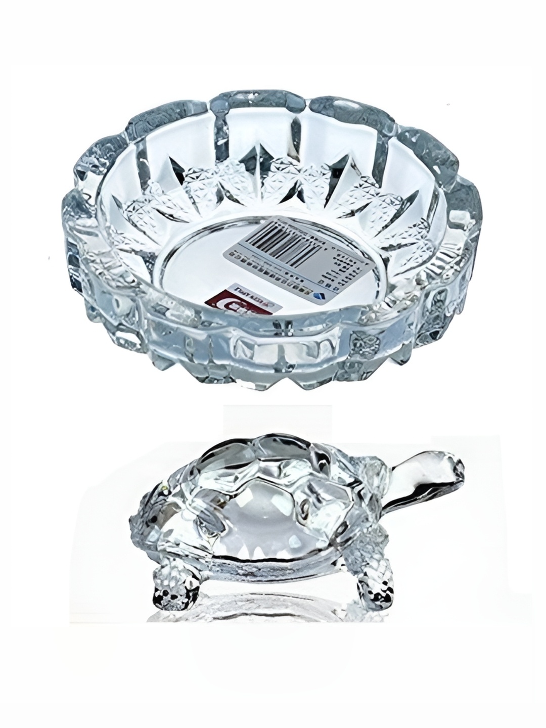 

Navyaksh Transparent Crystal Turtle with Plate Showpiece