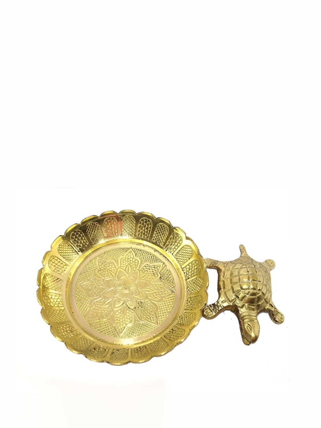 

Navyaksh Gold Toned Tortoise With Plate Brass Decorative Showpiece
