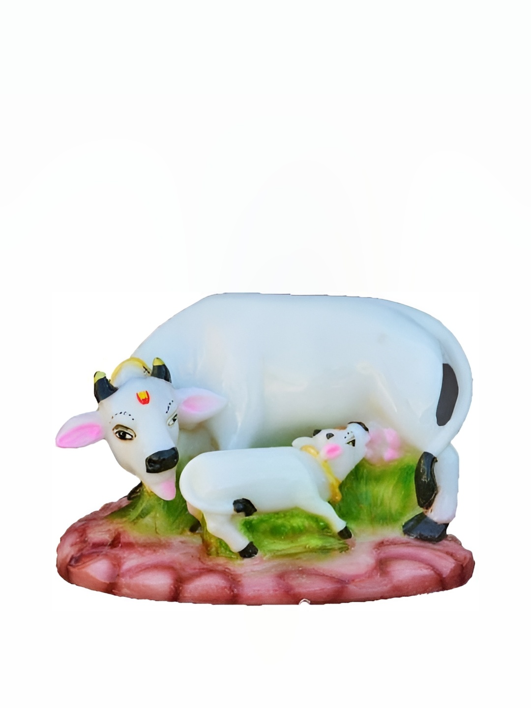 

Navyaksh White Marble Kamdhenu Cow Calf Statue Showpiece