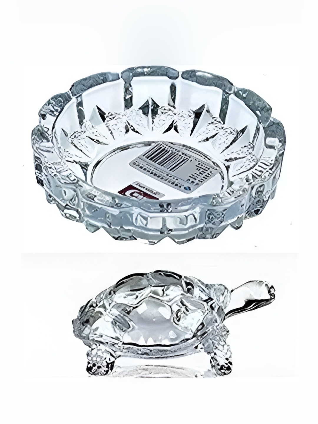 

Navyaksh Transparent Crystal Turtle Tortoise with Plate for Feng Shui and Vastu Showpiece