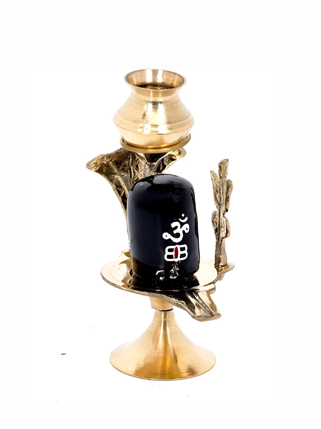 

Navyaksh Black Shiva Lingam & Brass Abhishek Patra Trishul and Nag Showpiece
