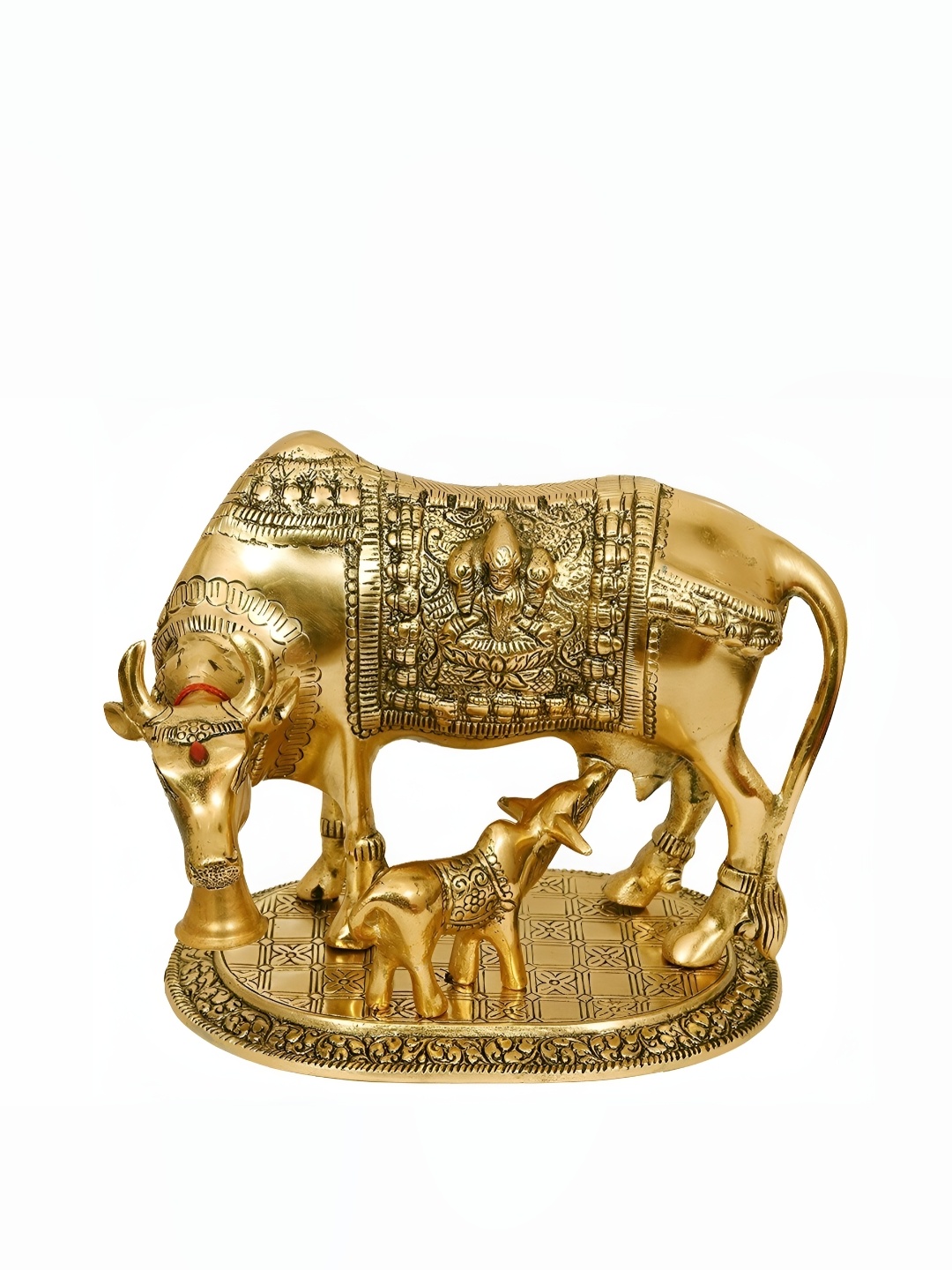 

Navyaksh Gold-Tone Metal Religious Idol Kamdhenu Cow Showpiece