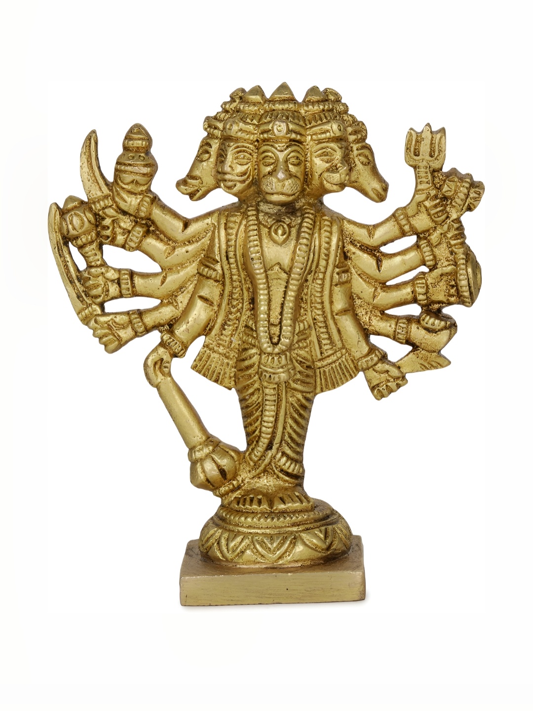 

Navyaksh Gold Toned Brass Panchmukhi Hanuman JI Showpiece