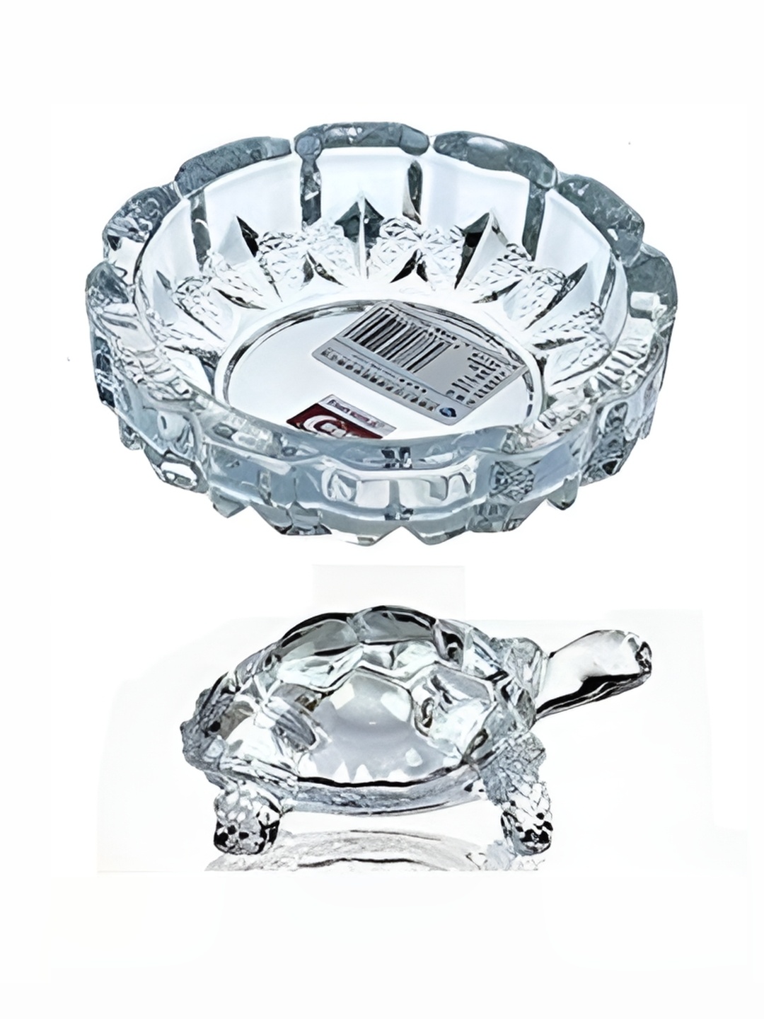 

Navyaksh Transparent Glass Turtle With Beautiful Bowl Plate Fengshui Showpiece