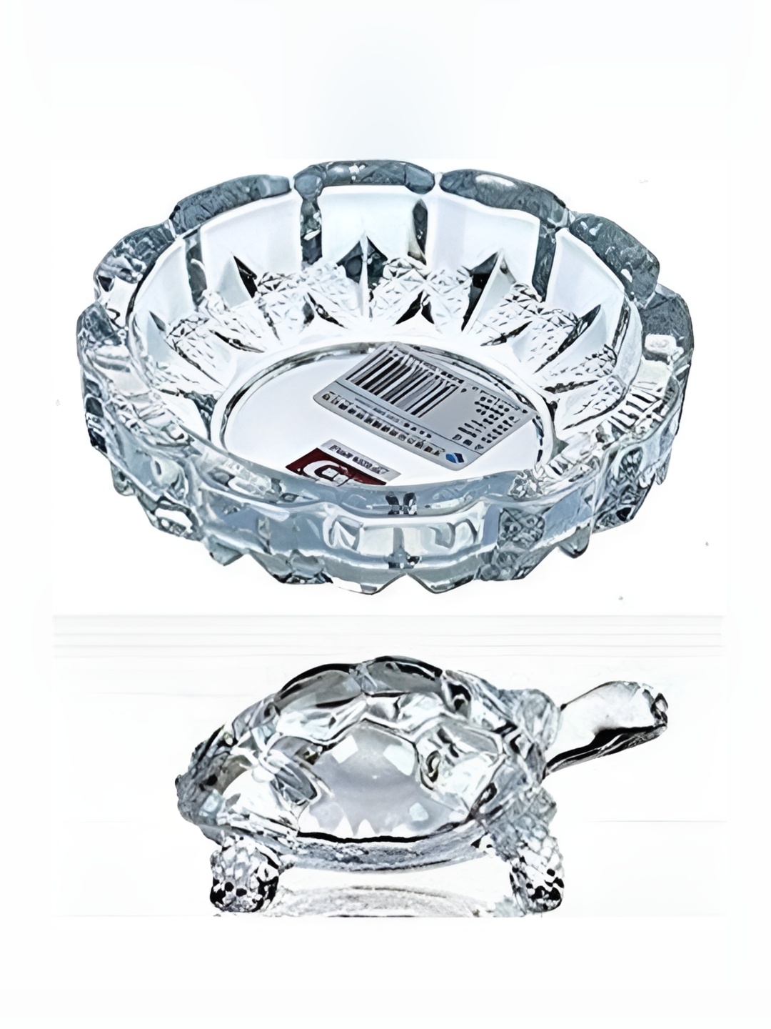 

Navyaksh Transparent Crystal Turtle Tortoise with Plate Showpiece