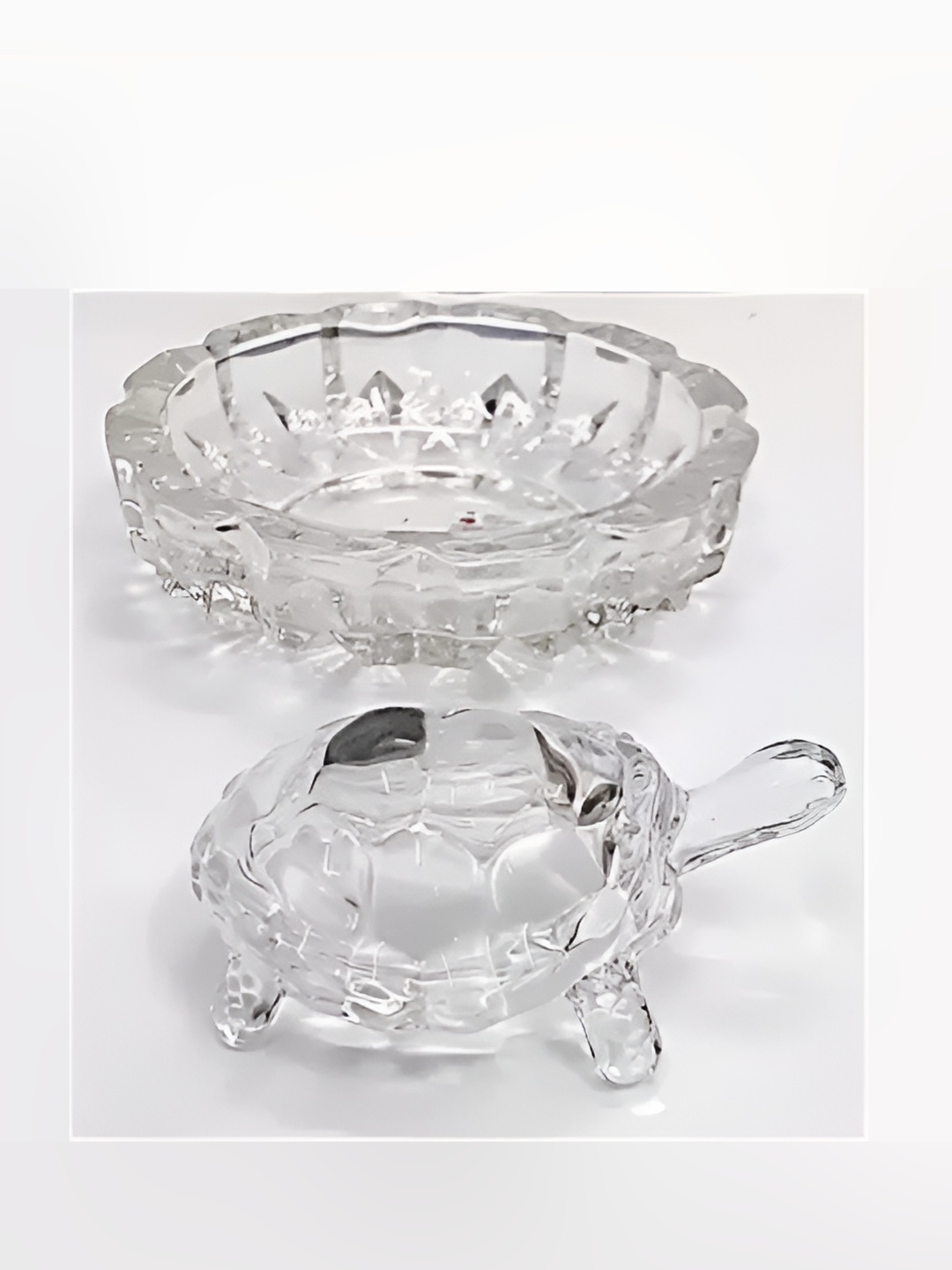 

Navyaksh Glass Turtle with Bowl Plate Showpiece, Transparent