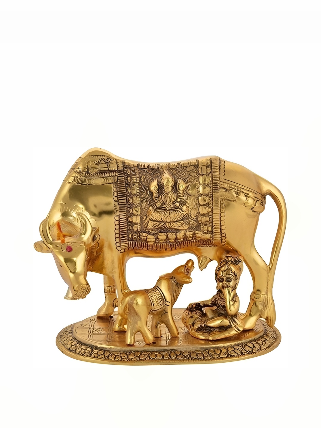 

Navyaksh Gold Toned Brass Elegant Kamdhenu Cow Showpiece