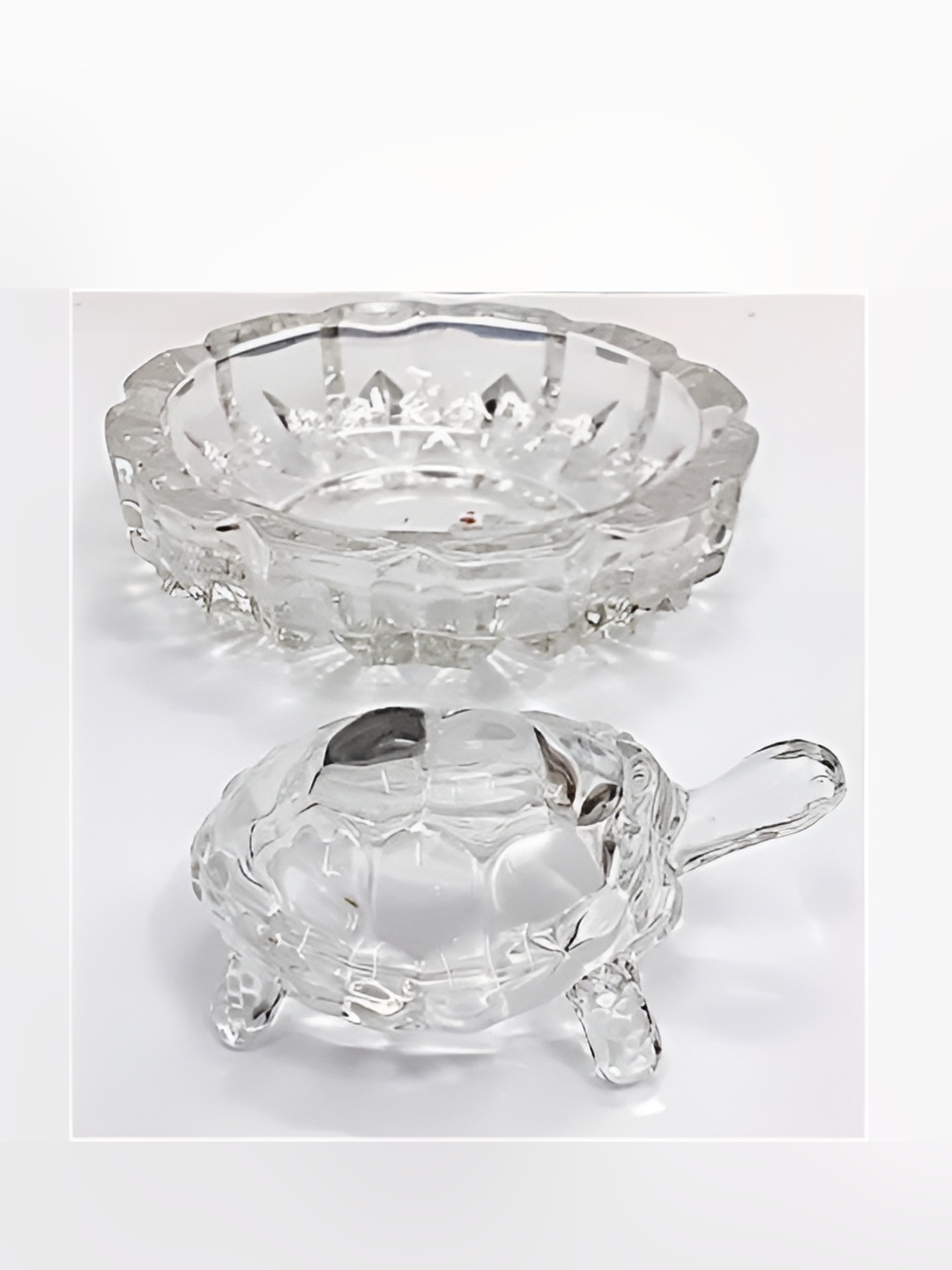 

Navyaksh Transparent Crystal Turtle Tortoise with Plate Showpiece