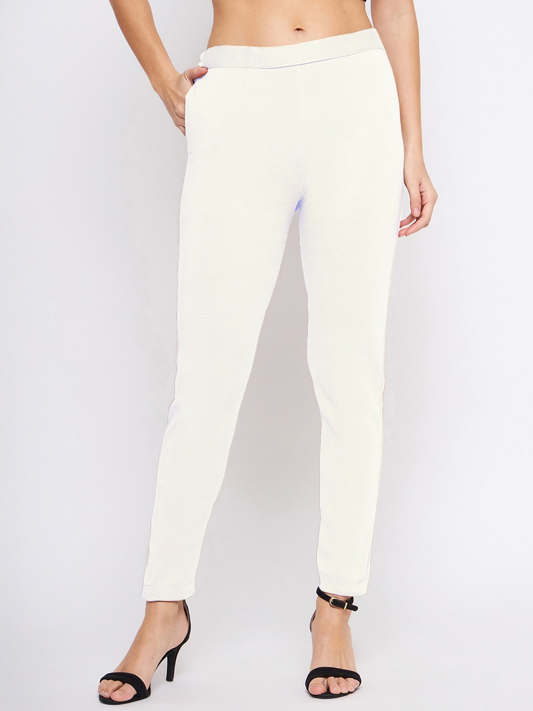 

Castle Lifestyle Women Smart Mid Rise Woollen Trousers, White
