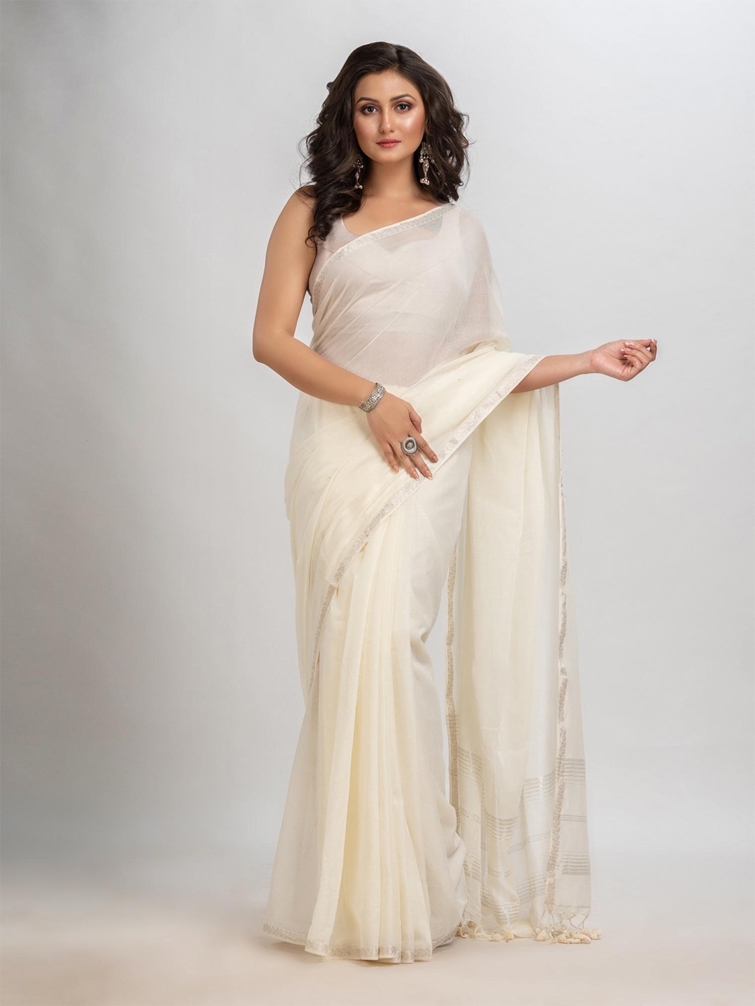 

Angoshobha Pure Cotton Saree, White