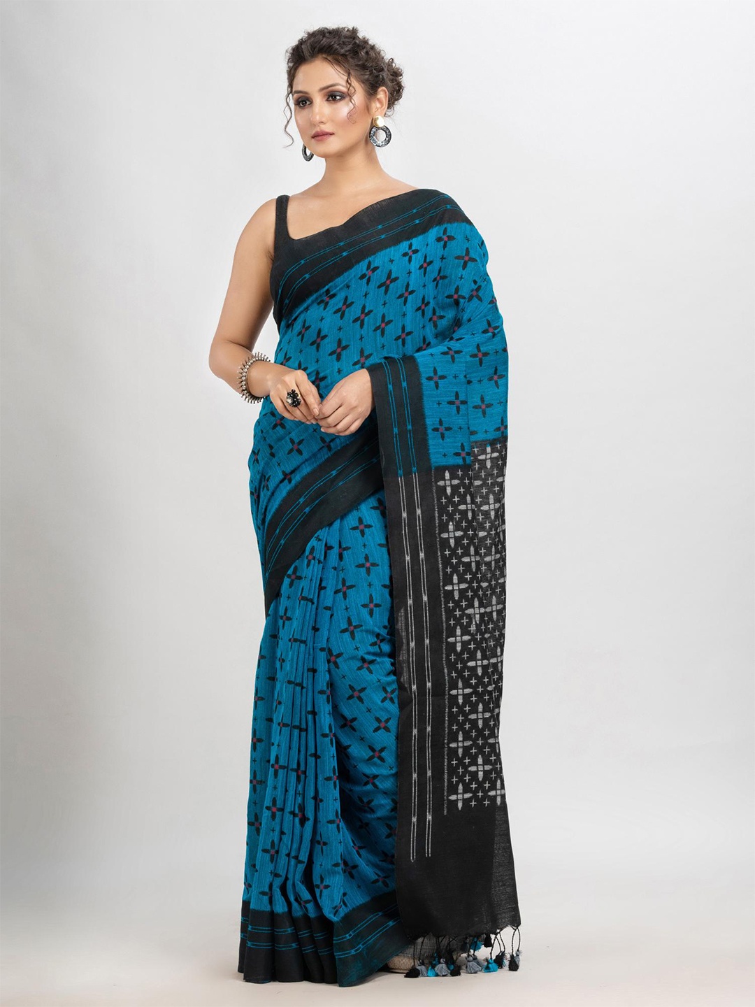 

Angoshobha Geometric Printed Saree, Blue