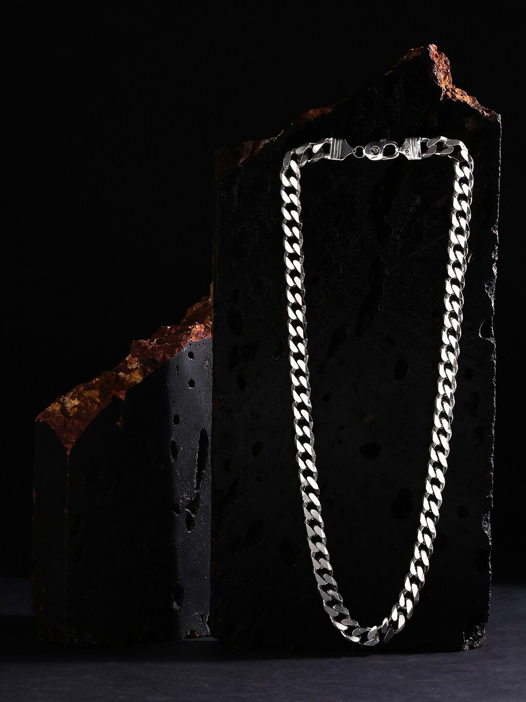 

ZORD Men 92.5 Sterling Silver Oval Link Cuban Chain