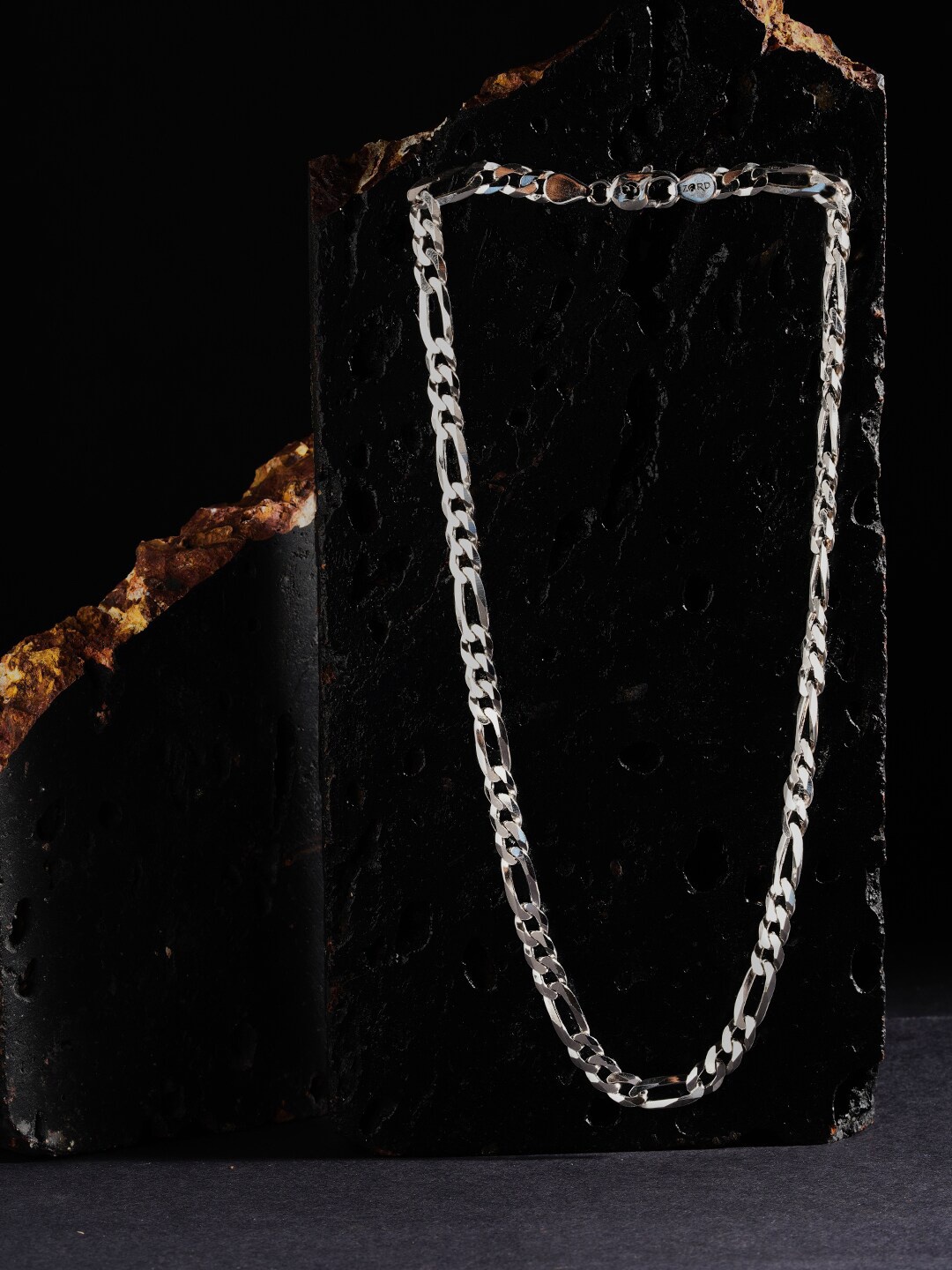 

ZORD Men 92.5 Sterling Silver Chiseled Figaro Chain
