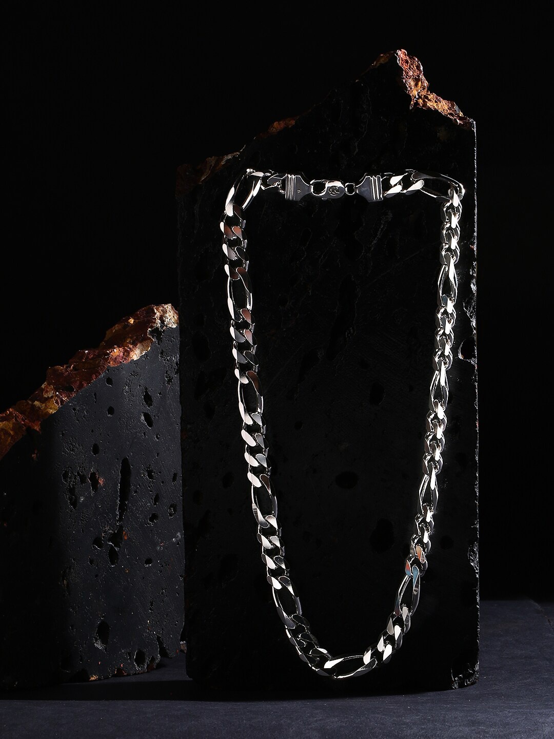 

ZORD Men 925 Sterling Silver Plated Figaro Chain