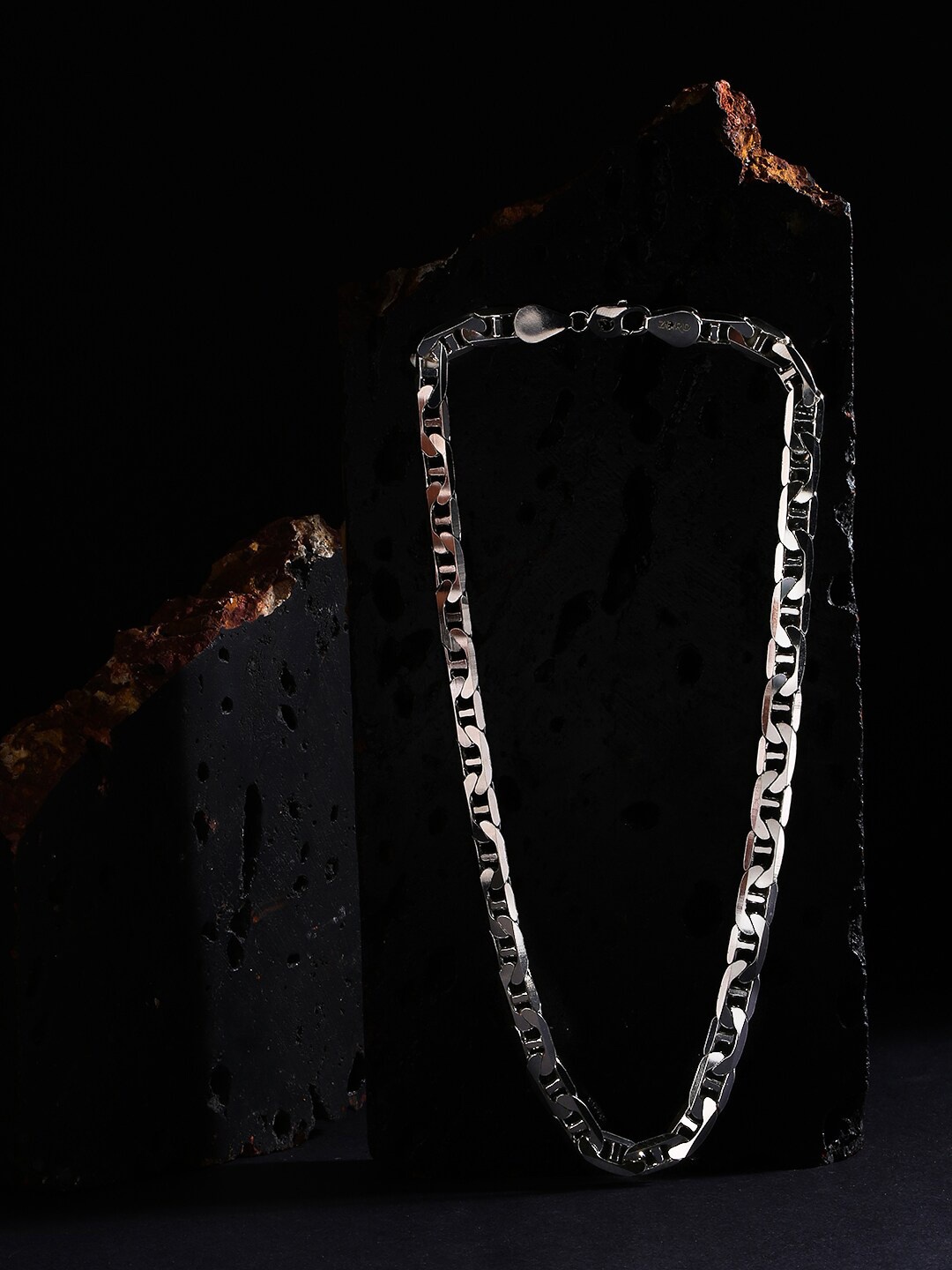 

ZORD Men Sterling Silver Rhodium-Plated Chain