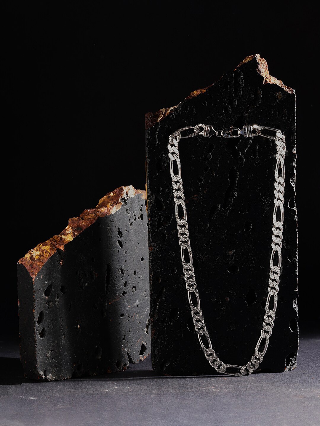 

ZORD Men 92.5 Sterling Silver Iced Figaro Chain