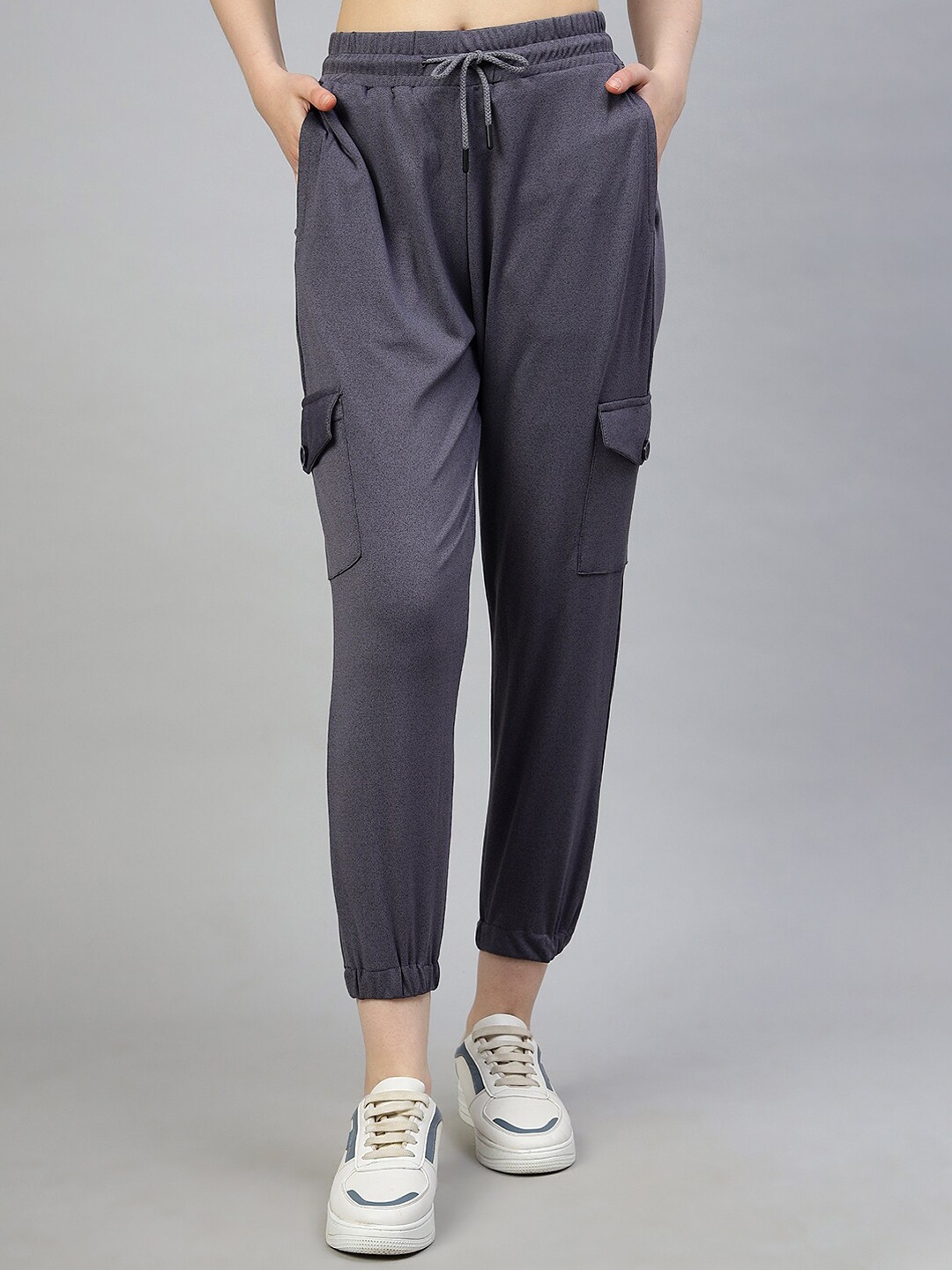 

FITHUB Women Comfort High-Rise Lint Free Cotton Joggers, Charcoal