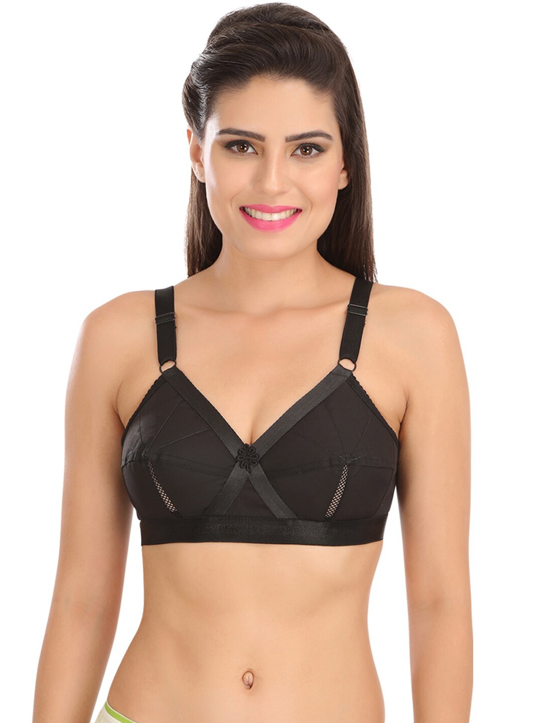 

SONA Super Support Full Coverage Non-Wired Bra All Day Comfort, Black