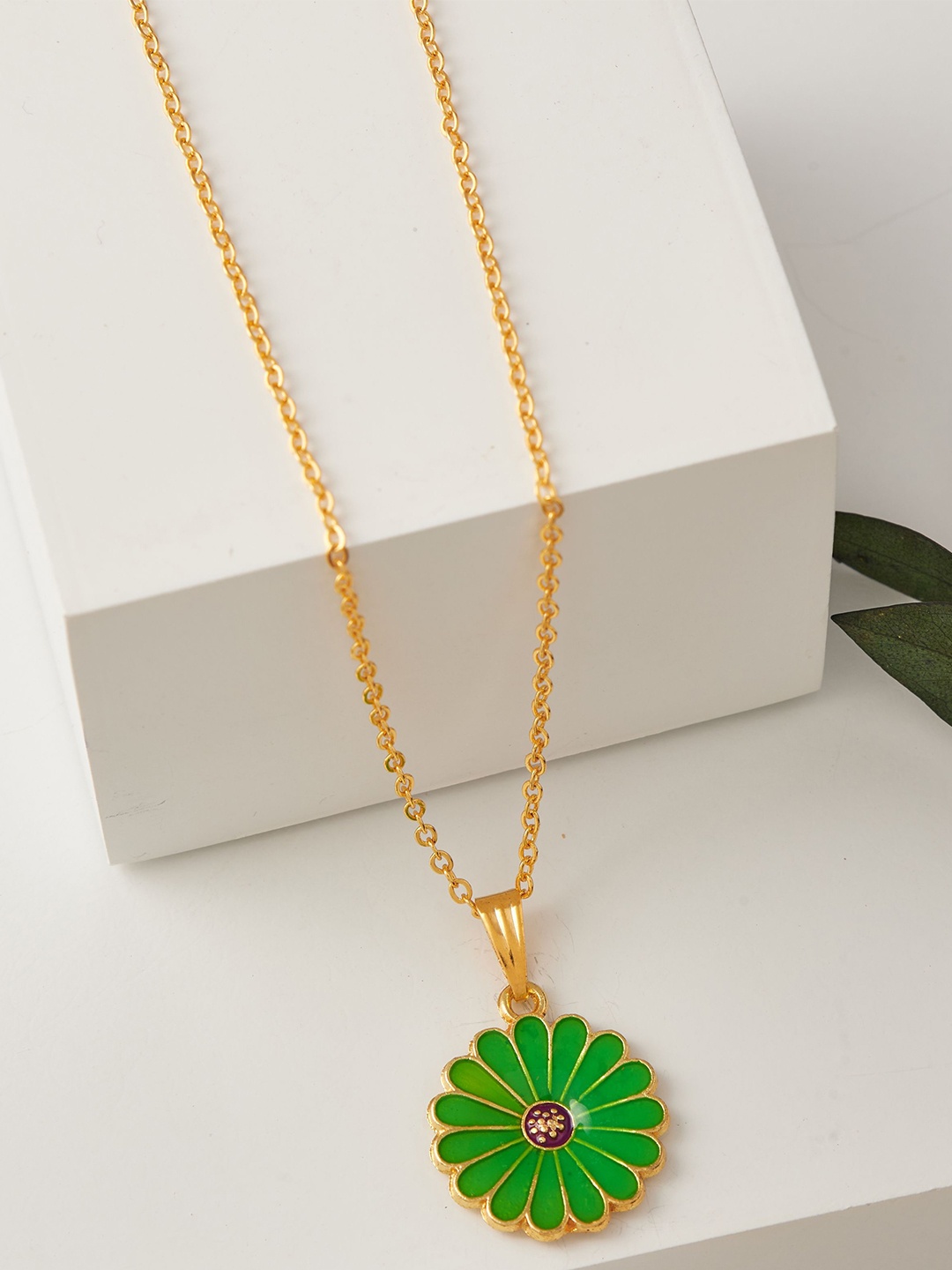 

DressBerry Sea Green Gold-Plated Pendant With Chain