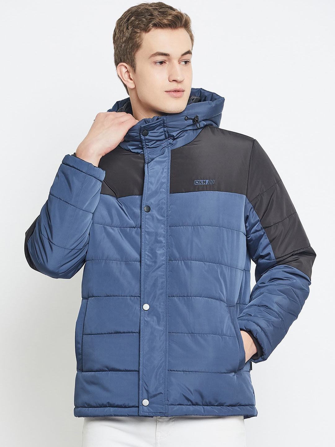 

Okane Lightweight Colourblocked Hooded Padded Jacket, Navy blue