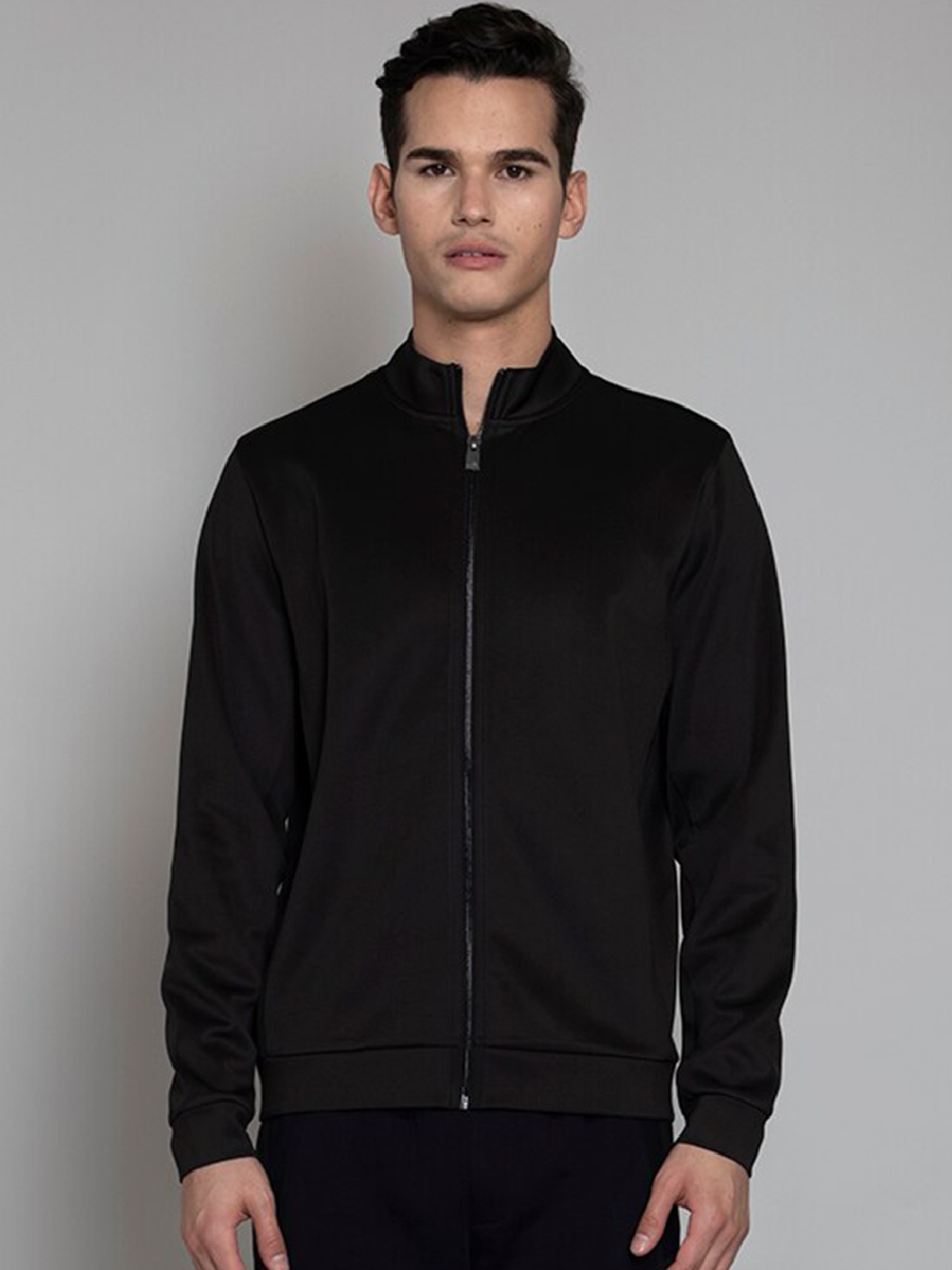 

Muvazo Mock Collar Sporty Jacket, Black