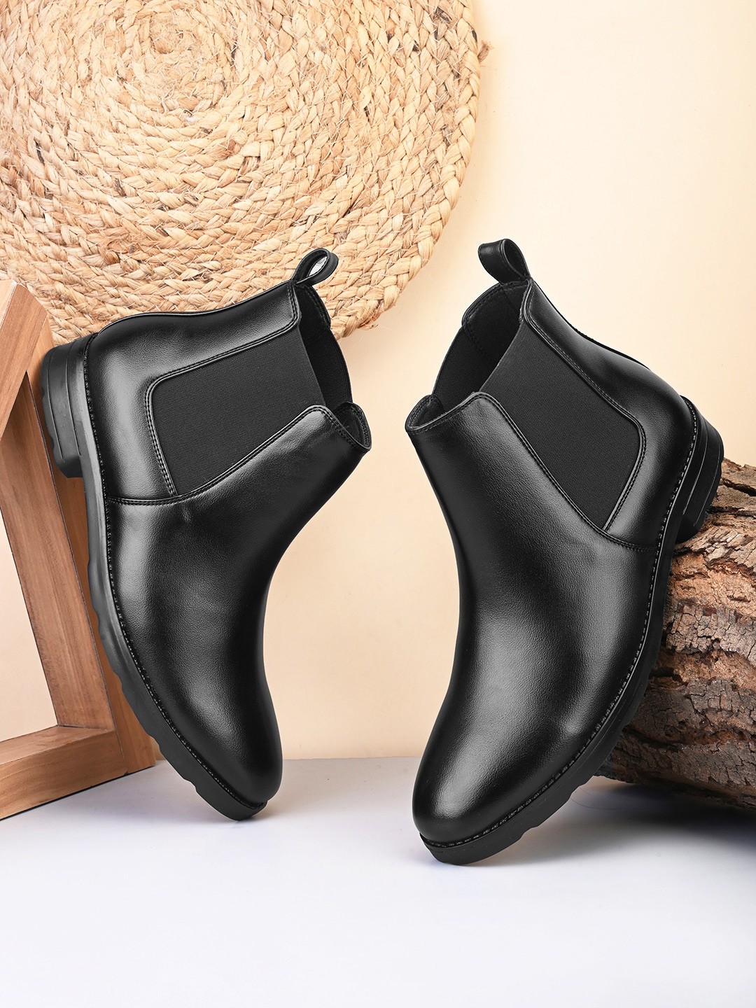 

IMCOLUS Men Casual Block-Heeled Chelsea Boots, Black