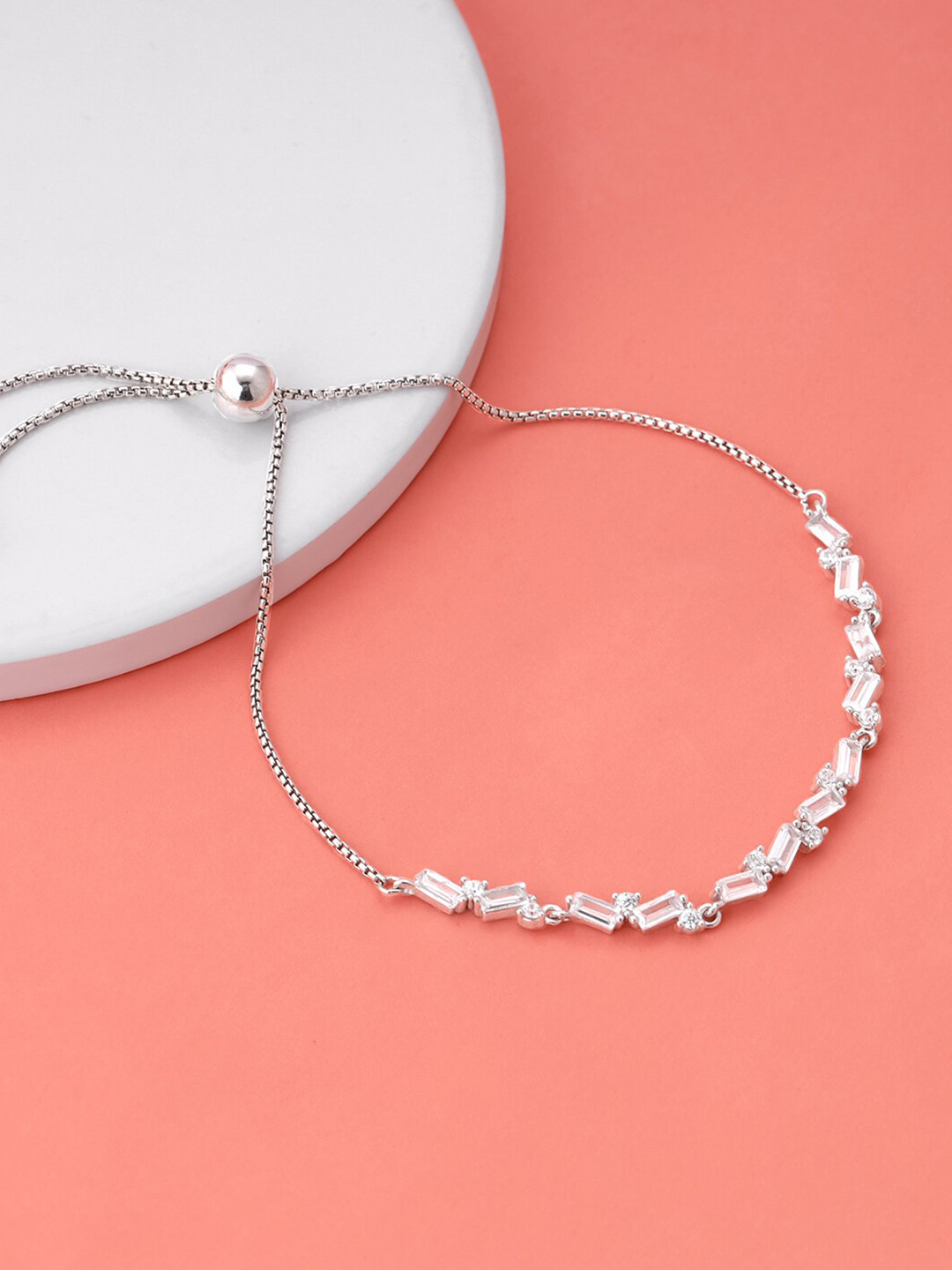 

GIVA Rhodium-Plated 925 Stone-Studded Sterling Silver Bracelet