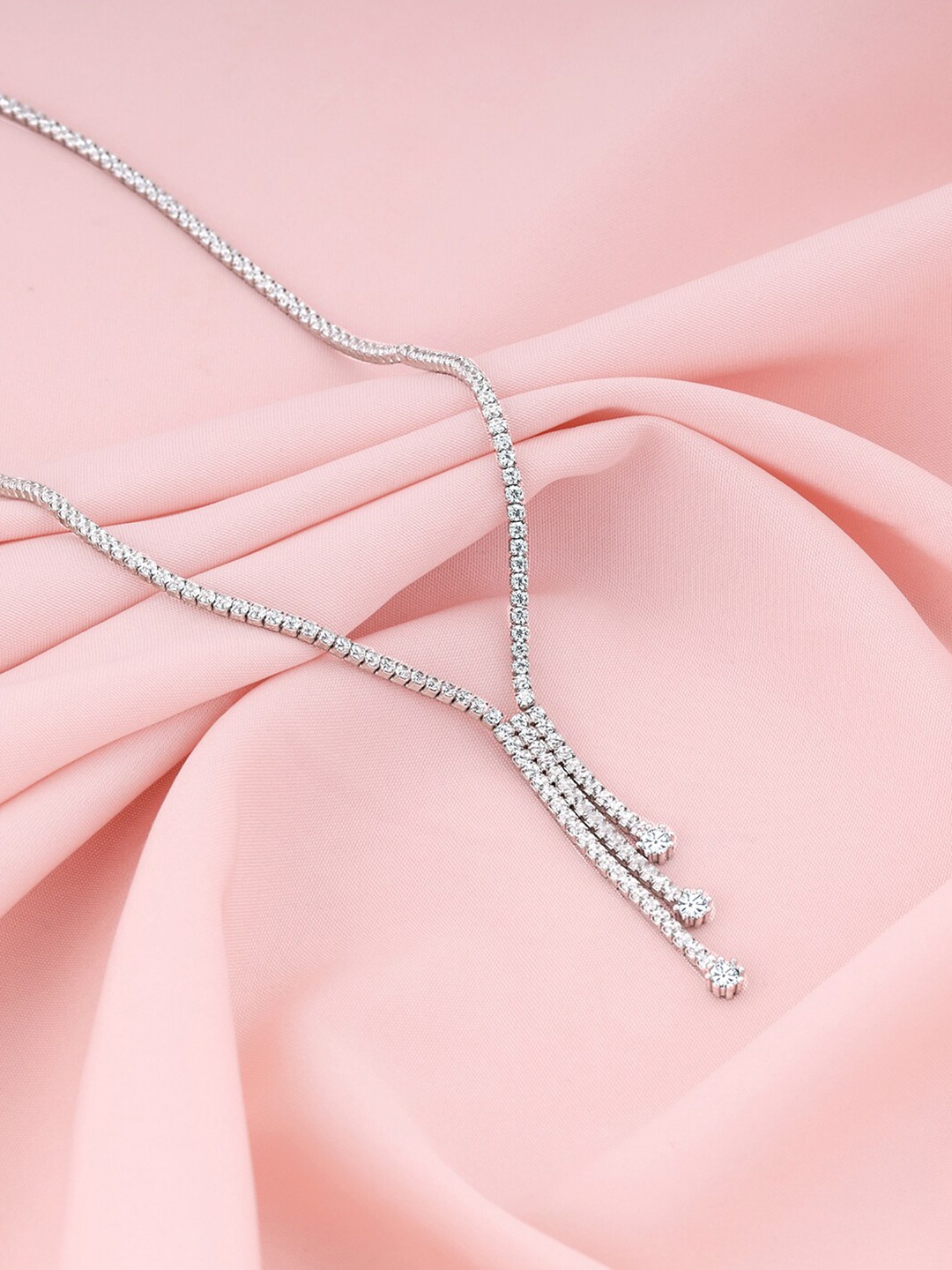 

GIVA 925 Sterling Silver Rhodium-Plated Cubic Zirconia-Studded Necklace