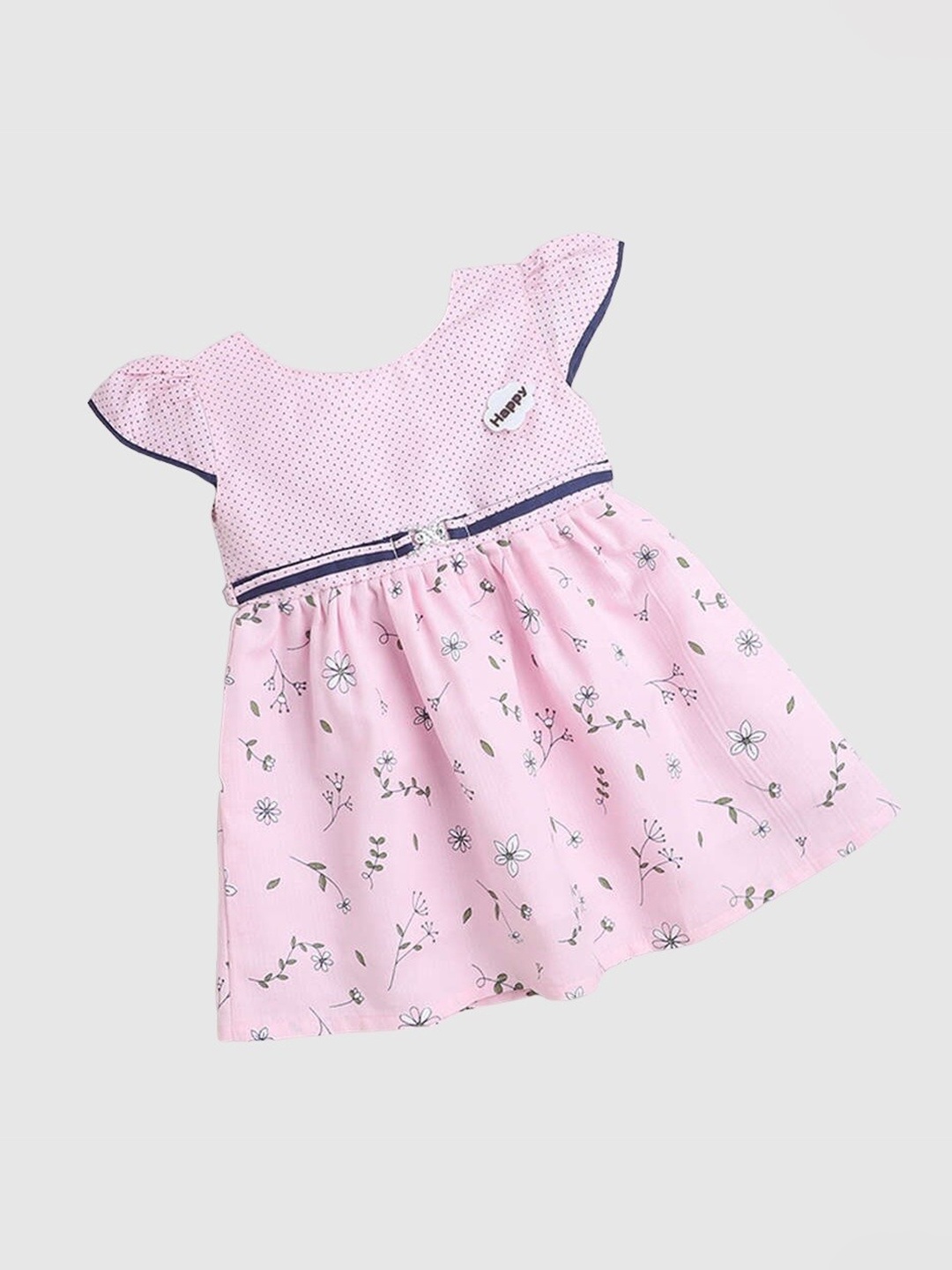 

The Magic Wand Girls Floral Printed Cotton Fit & Flare Dress, Pink