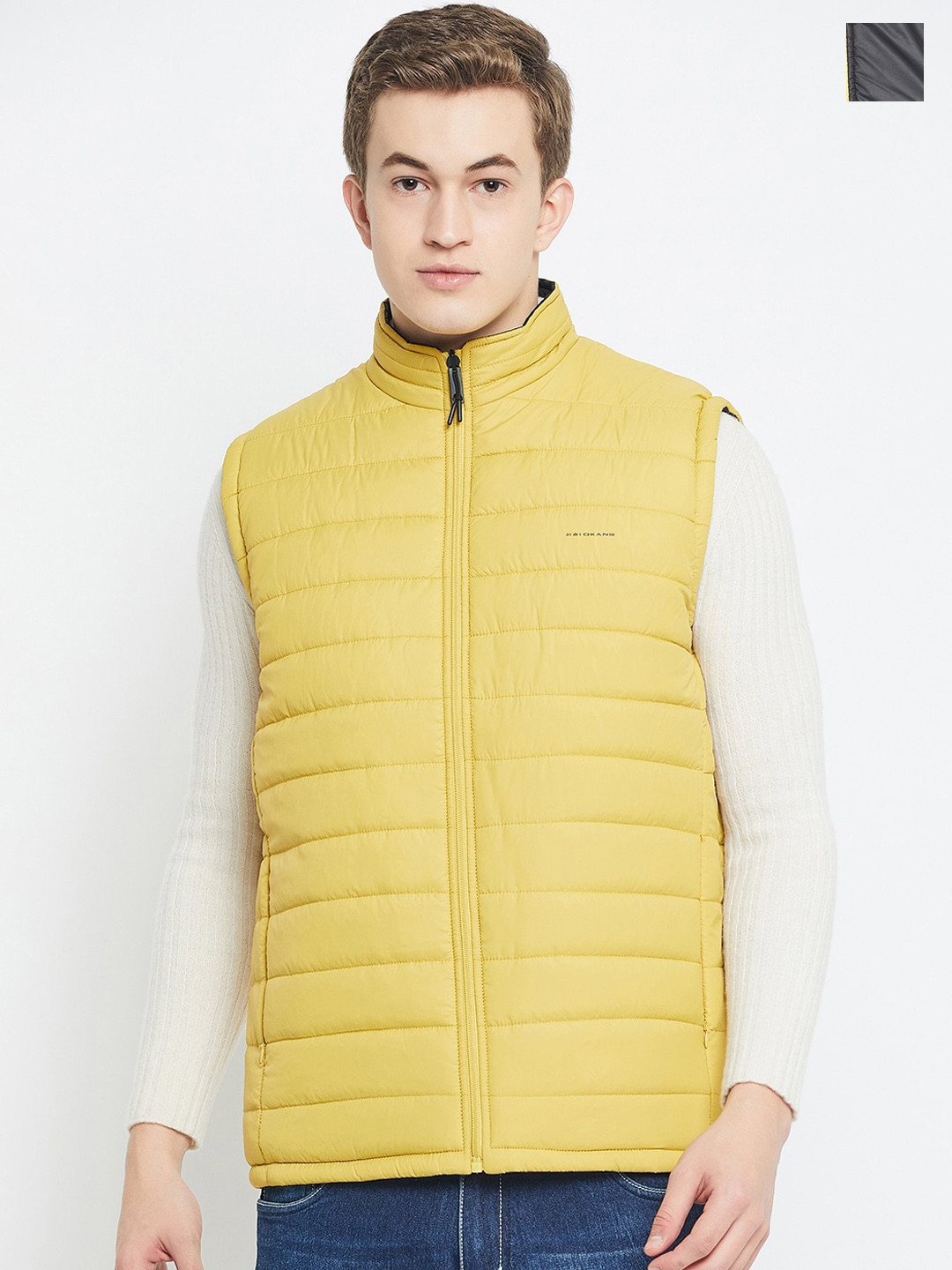 

Okane Reversible Mock Collar Padded Jacket, Yellow