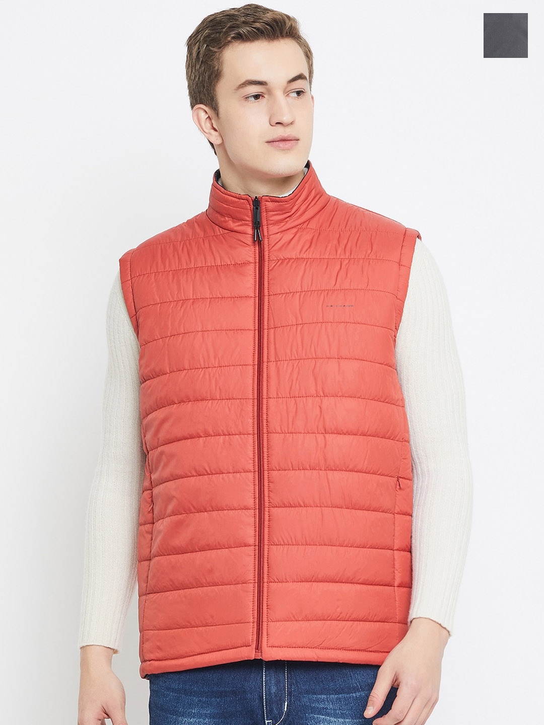 

Okane Reversible Mock Collar Padded Jacket, Orange