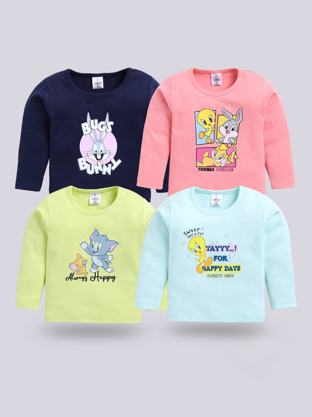 

Moms Love Infant Girls Assorted Pack Of 4 Printed Organic Cotton T-Shirts
