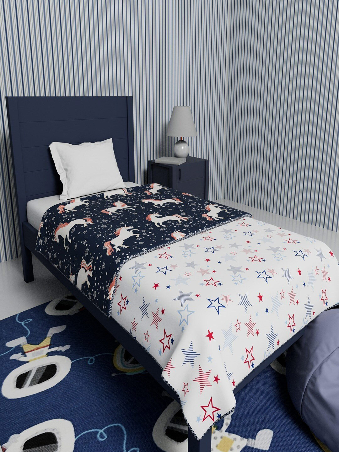 

Himeya White Cartoon Characters Pure Cotton 150 GSM Single Bed Blanket