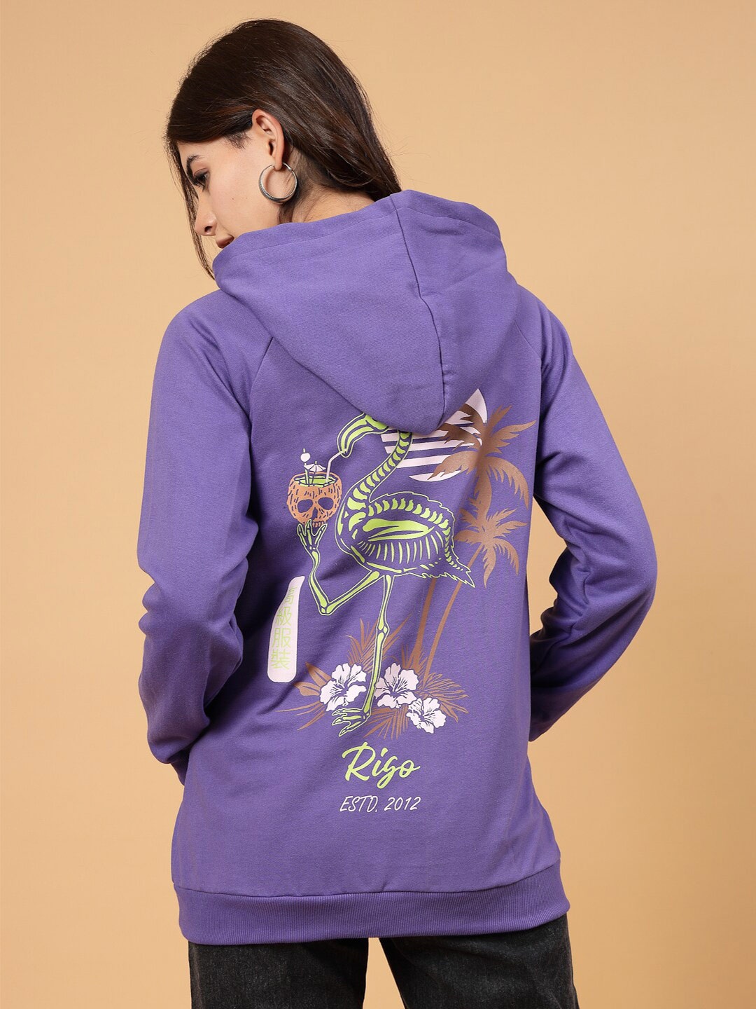 

Rigo Women Printed Oversized Fleece Pullover Sweatshirt, Purple