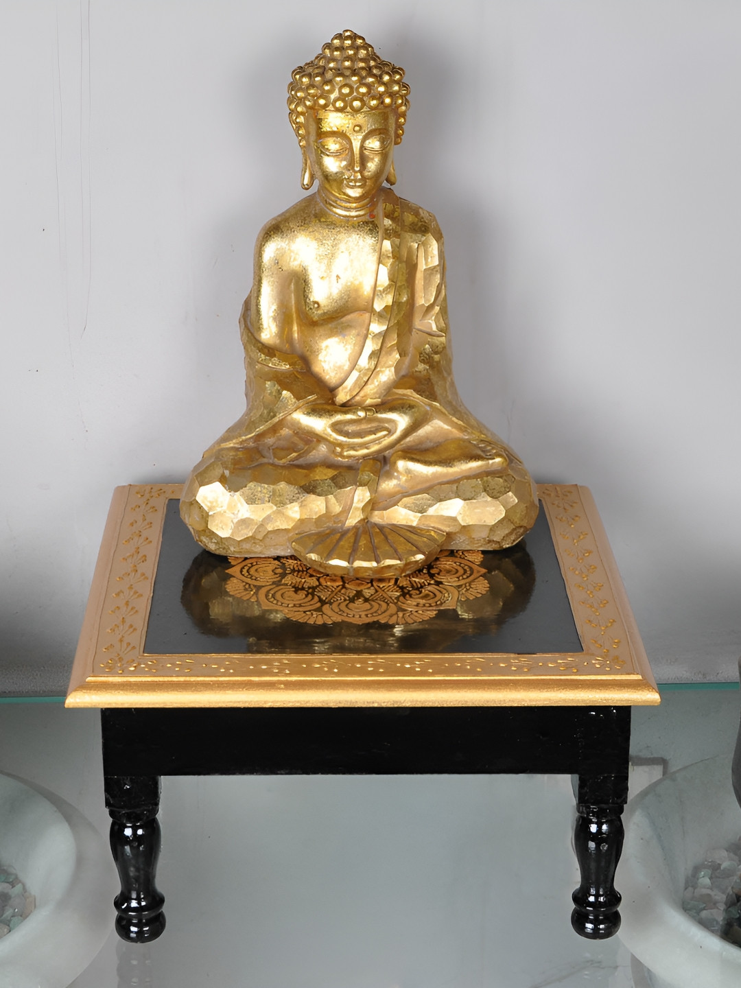 

Lal Haveli Black & Brown Wooden Pooja Chowki